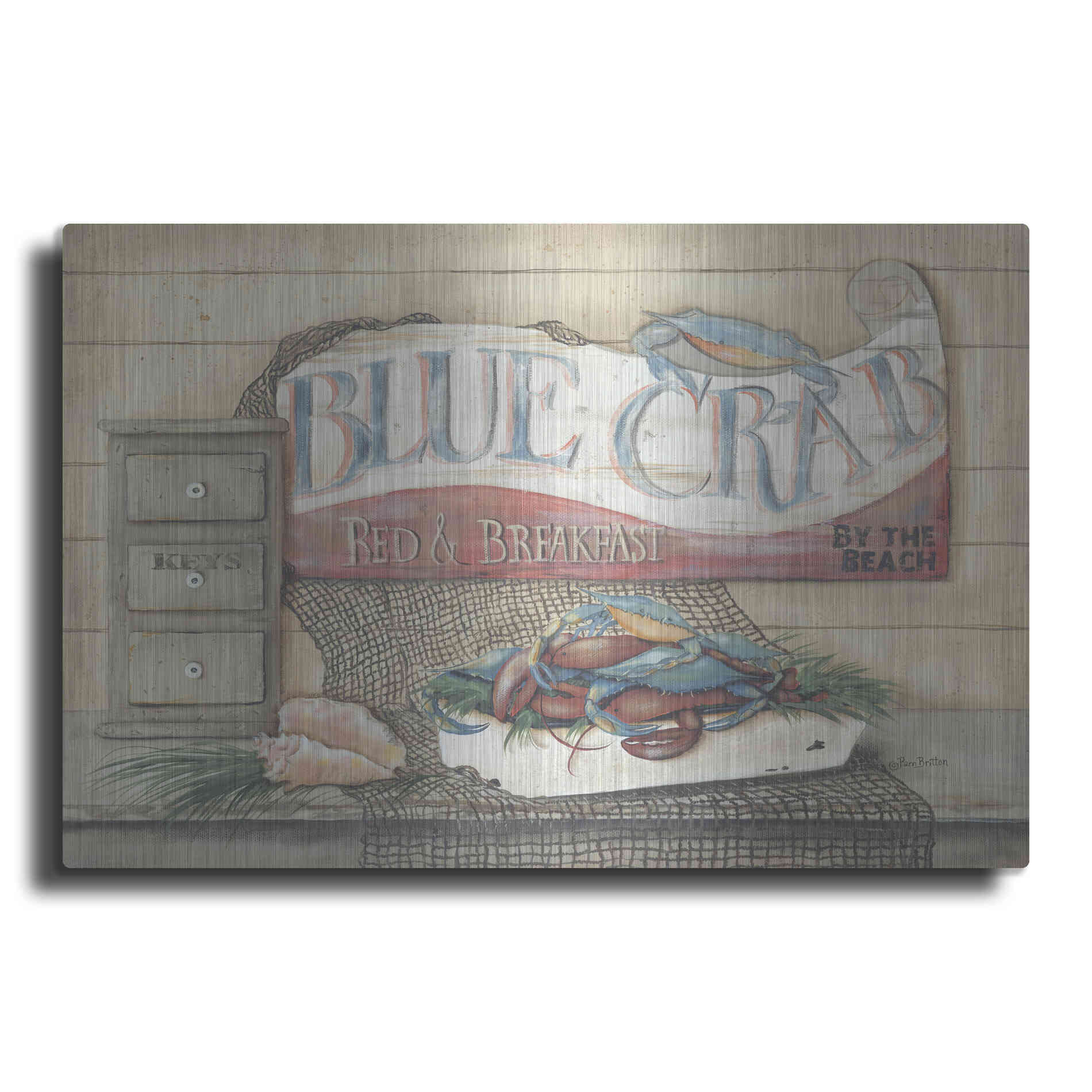 Luxe Metal Art 'Blue Crab B & B' by Pam Britton, Metal Wall Art