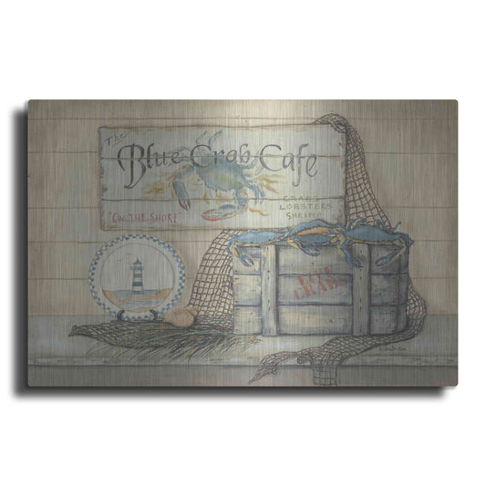 Luxe Metal Art 'Blue Crab Cafe' by Pam Britton, Metal Wall Art