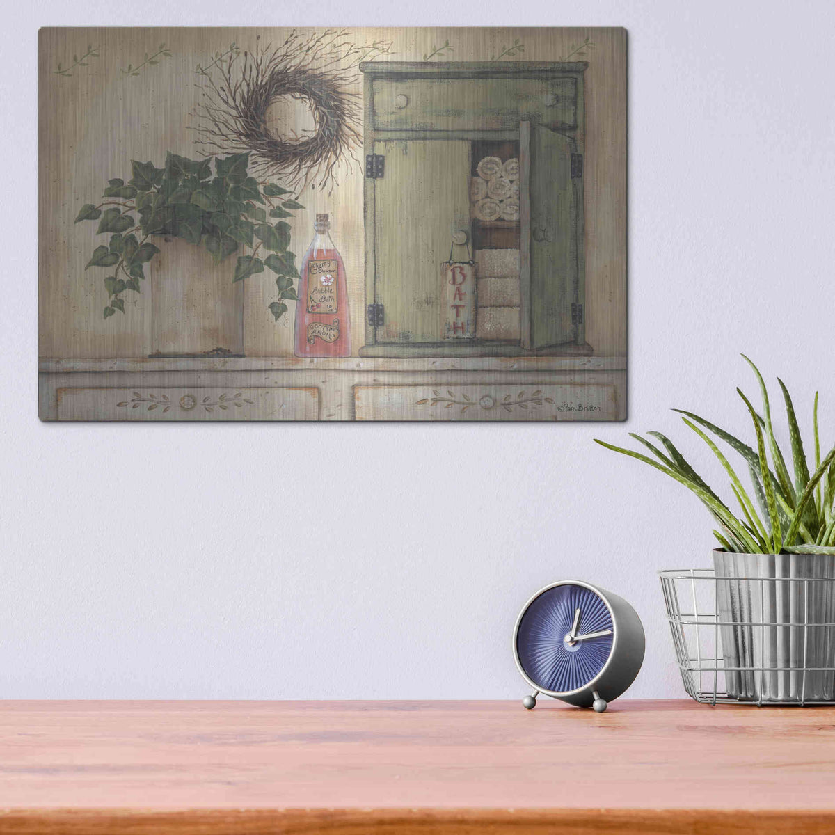 Luxe Metal Art 'Cherry Blossom Bath' by Pam Britton, Metal Wall Art,16x12