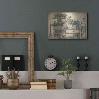 Luxe Metal Art 'Potting Bench II' by Pam Britton, Metal Wall Art,16x12