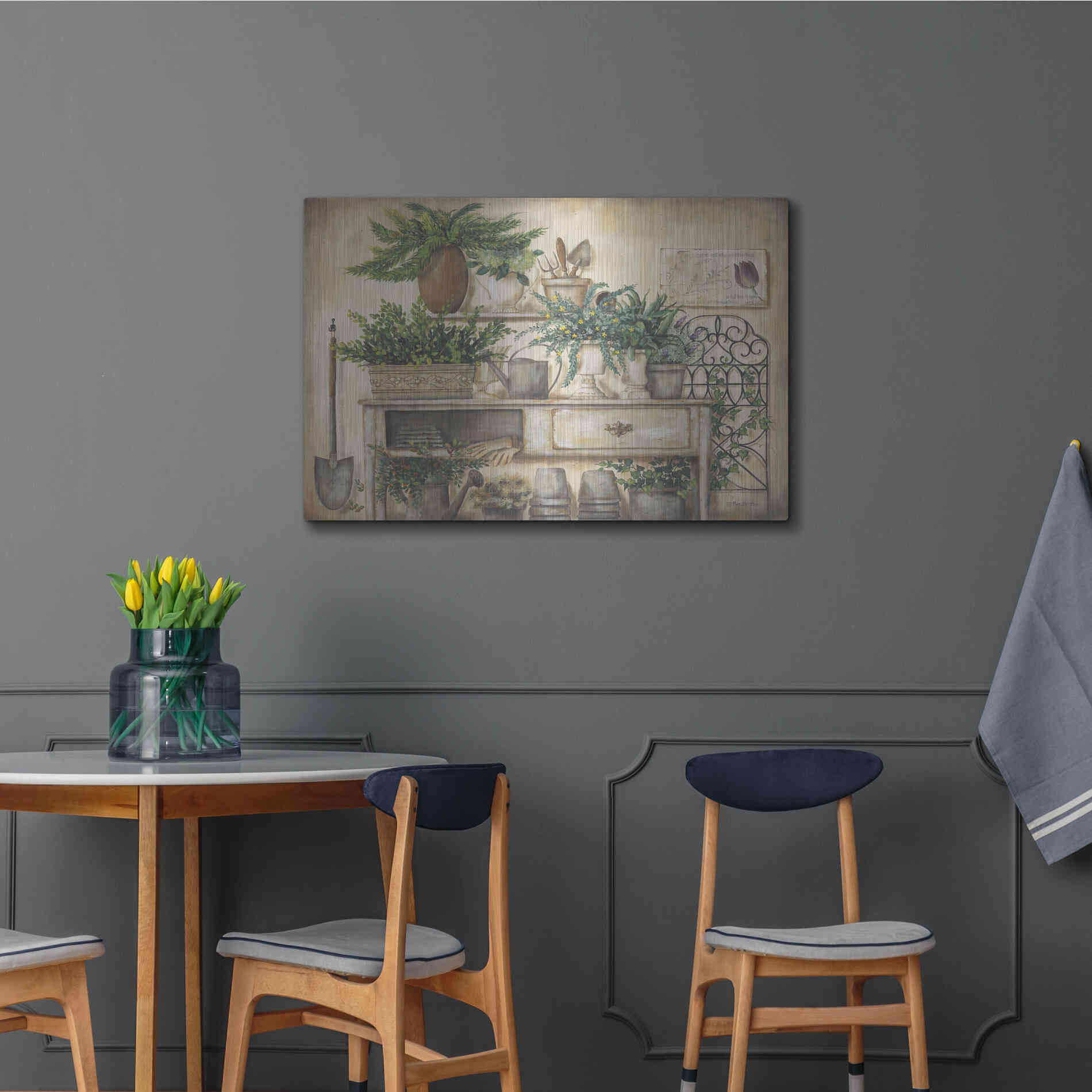 Luxe Metal Art 'Potting Bench II' by Pam Britton, Metal Wall Art,36x24