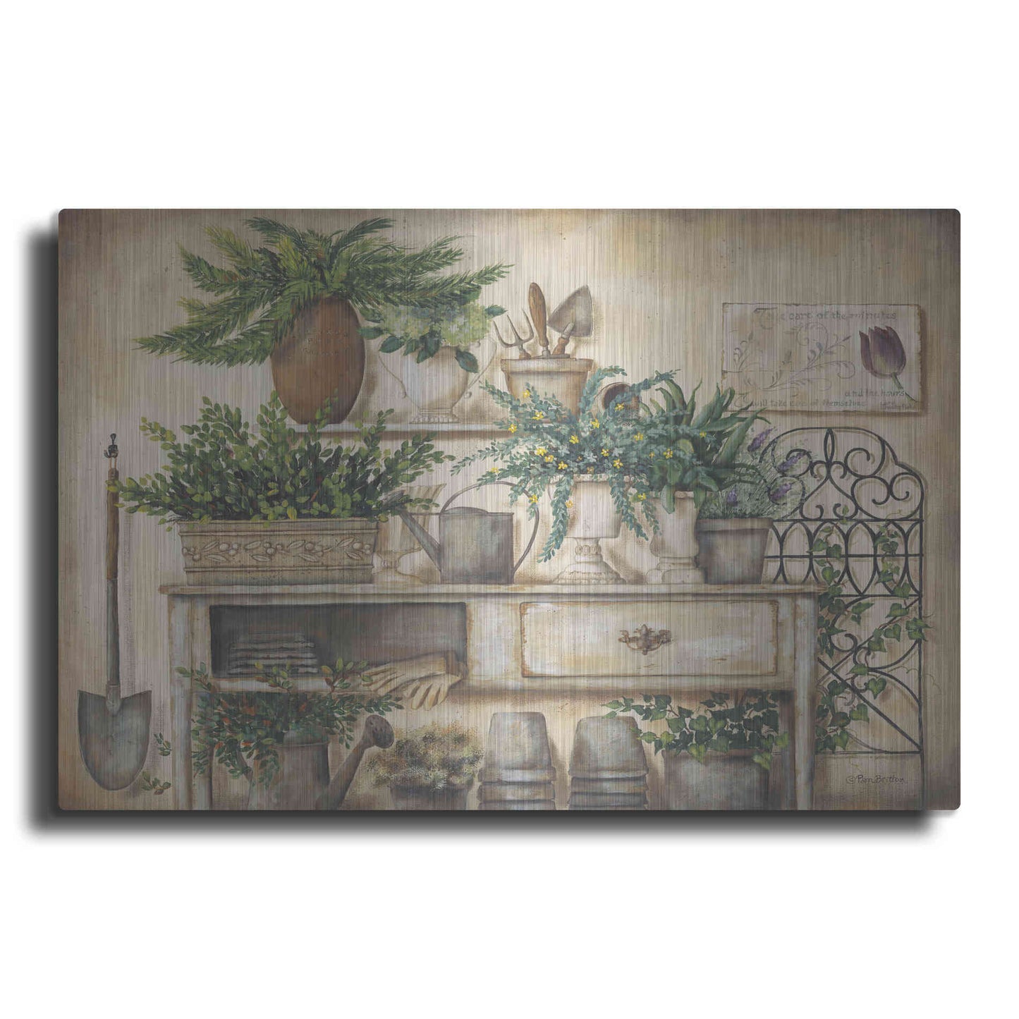 Luxe Metal Art 'Potting Bench II' by Pam Britton, Metal Wall Art
