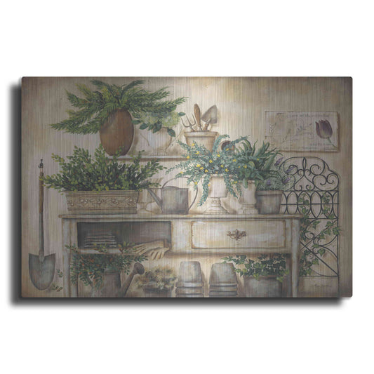 Luxe Metal Art 'Potting Bench II' by Pam Britton, Metal Wall Art