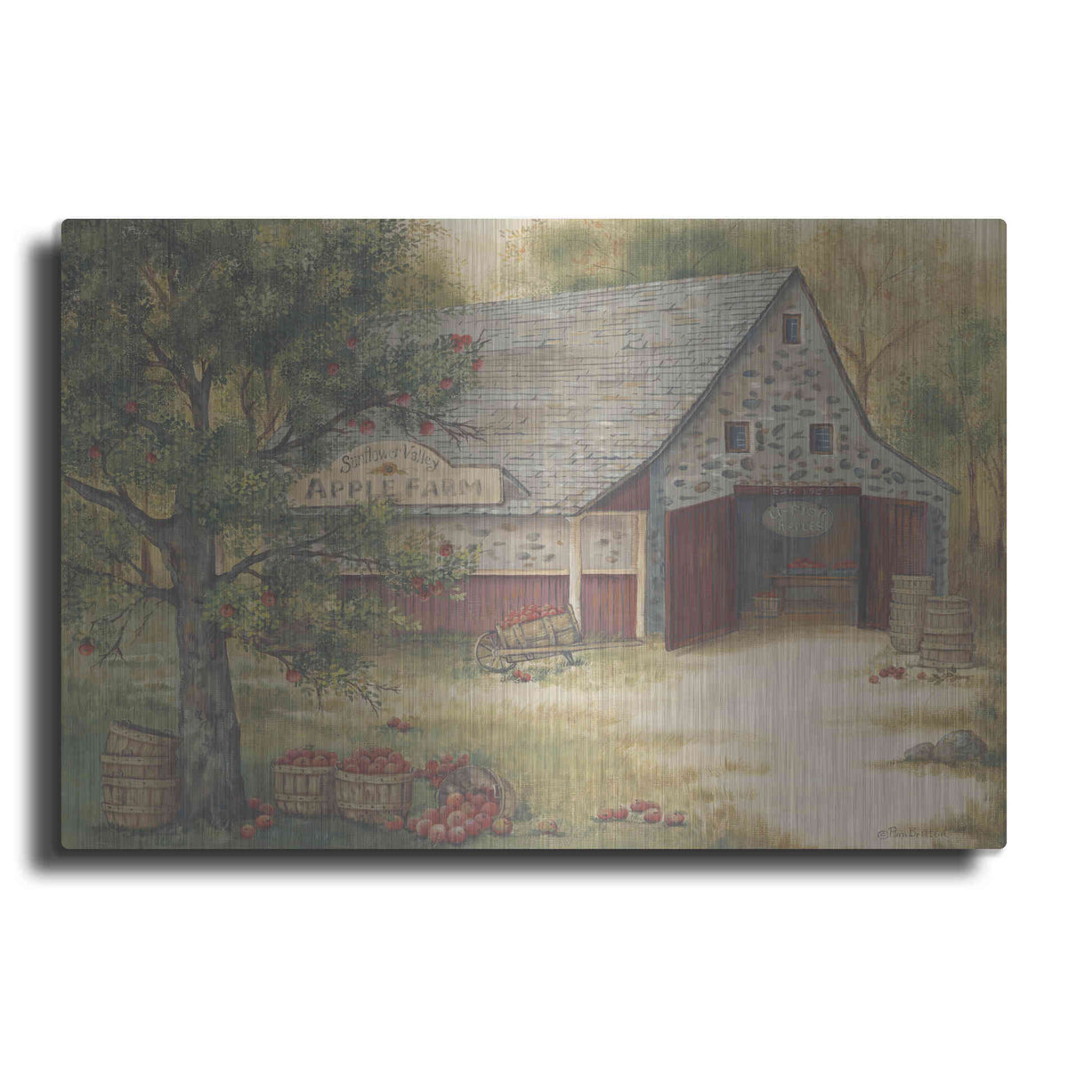 Luxe Metal Art 'Sunflower Valley Apple Farm' by Pam Britton, Metal Wall Art