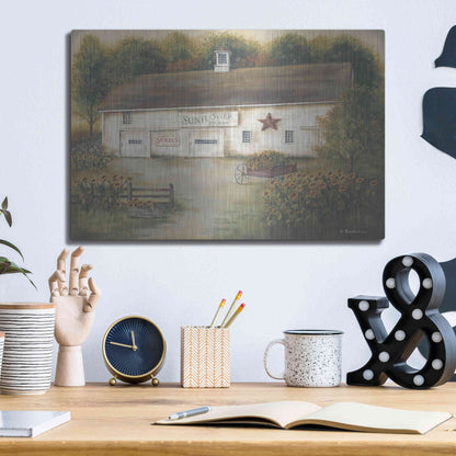 Luxe Metal Art 'Caleb's Sunflower Farm' by Pam Britton, Metal Wall Art,16x12