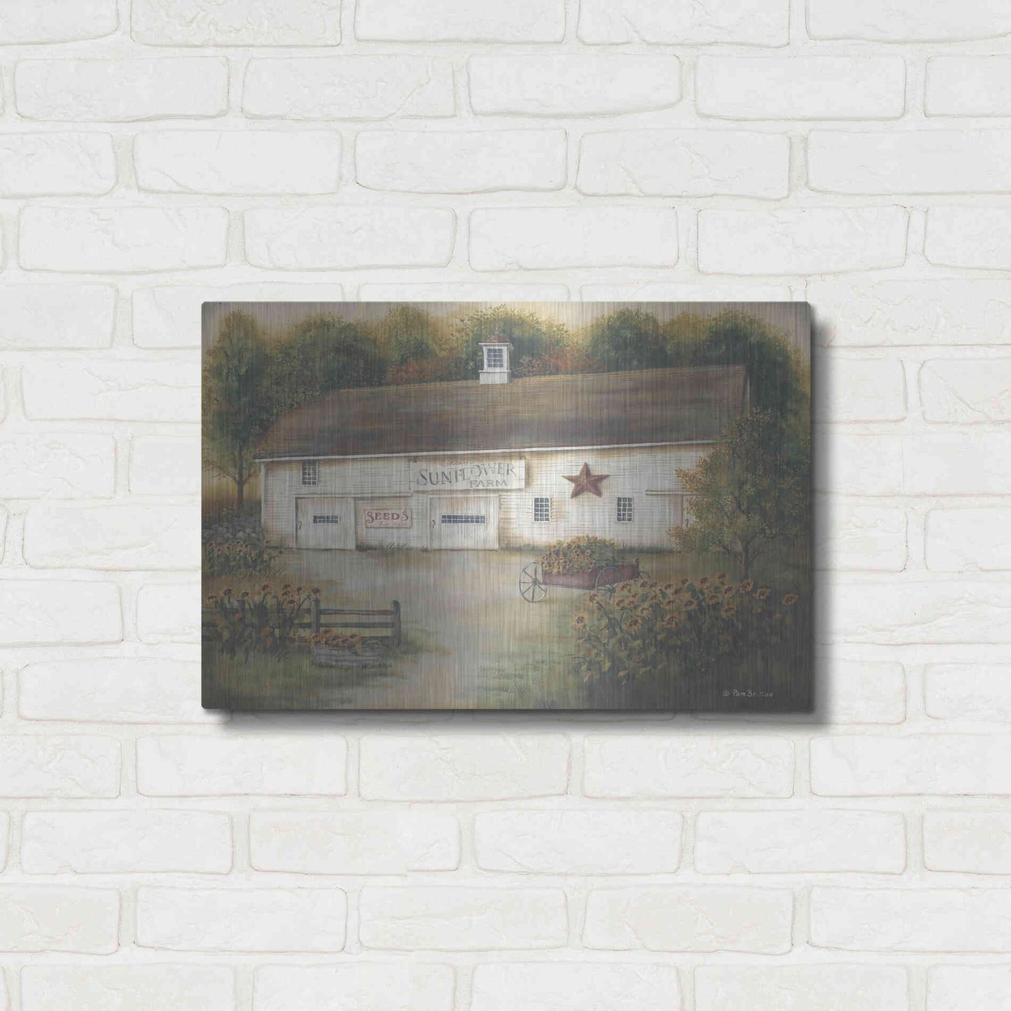 Luxe Metal Art 'Caleb's Sunflower Farm' by Pam Britton, Metal Wall Art,24x16