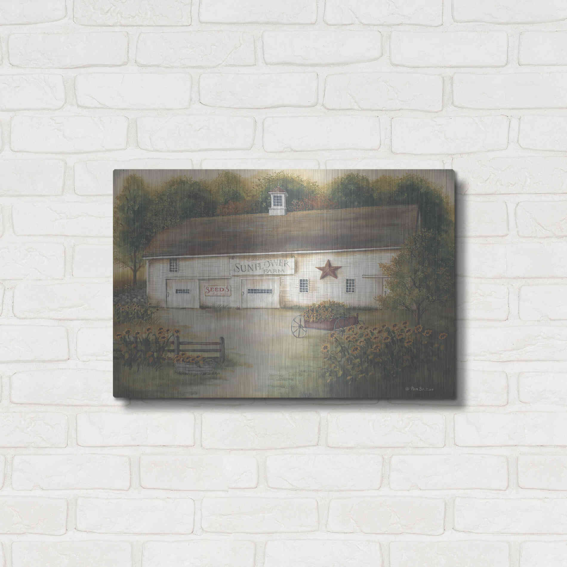 Luxe Metal Art 'Caleb's Sunflower Farm' by Pam Britton, Metal Wall Art,24x16