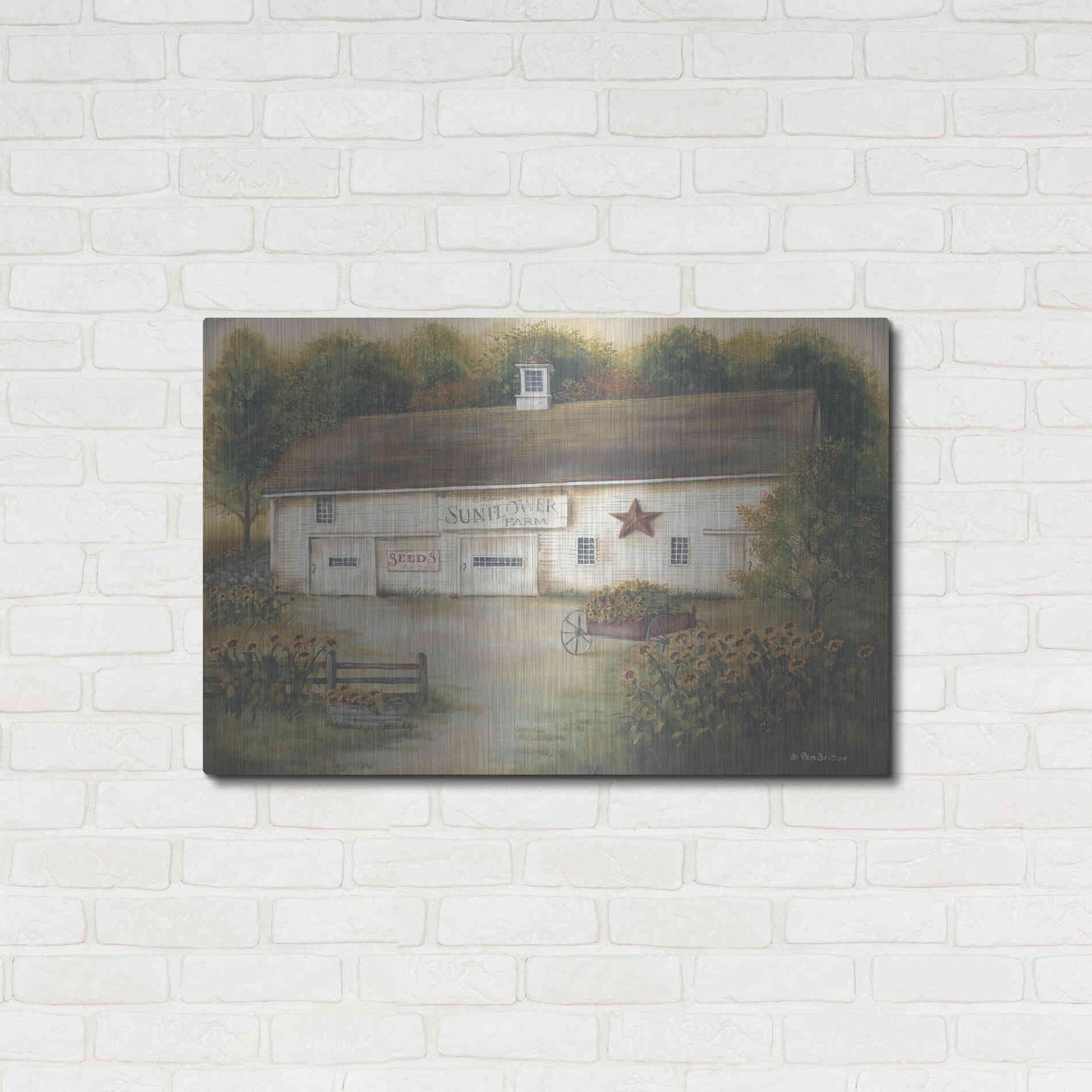 Luxe Metal Art 'Caleb's Sunflower Farm' by Pam Britton, Metal Wall Art,36x24