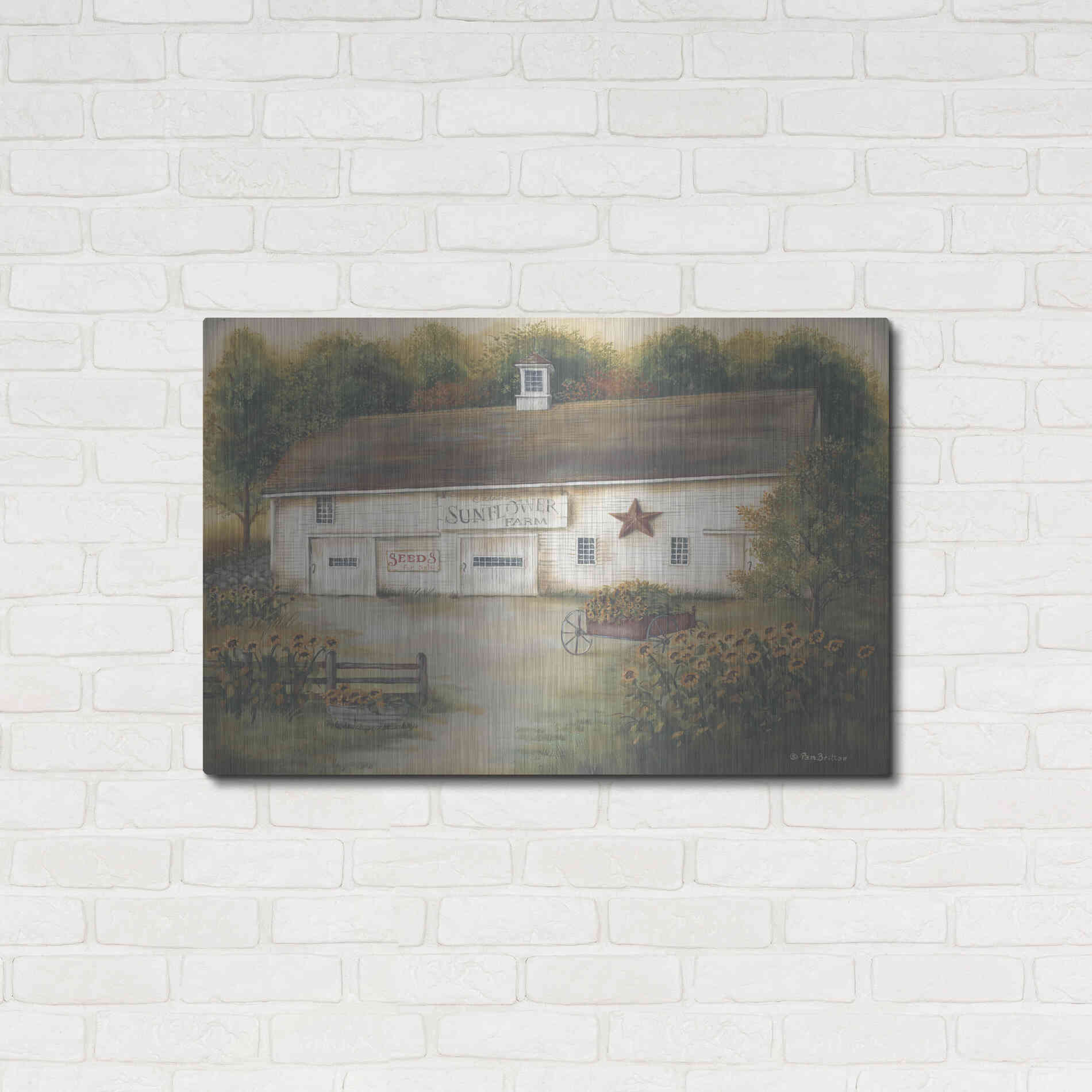 Luxe Metal Art 'Caleb's Sunflower Farm' by Pam Britton, Metal Wall Art,36x24