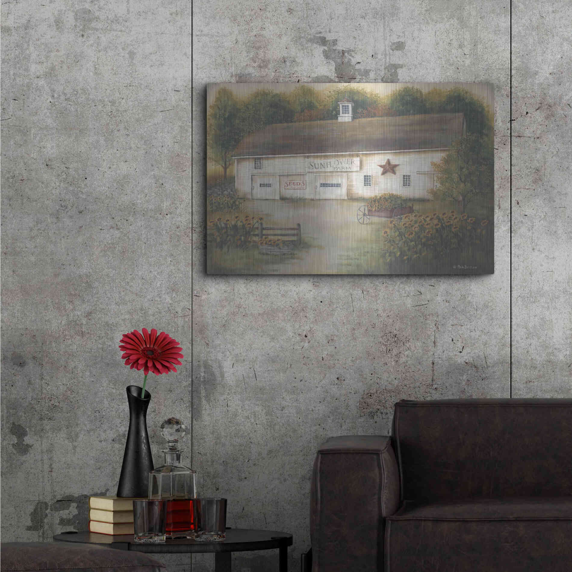 Luxe Metal Art 'Caleb's Sunflower Farm' by Pam Britton, Metal Wall Art,36x24