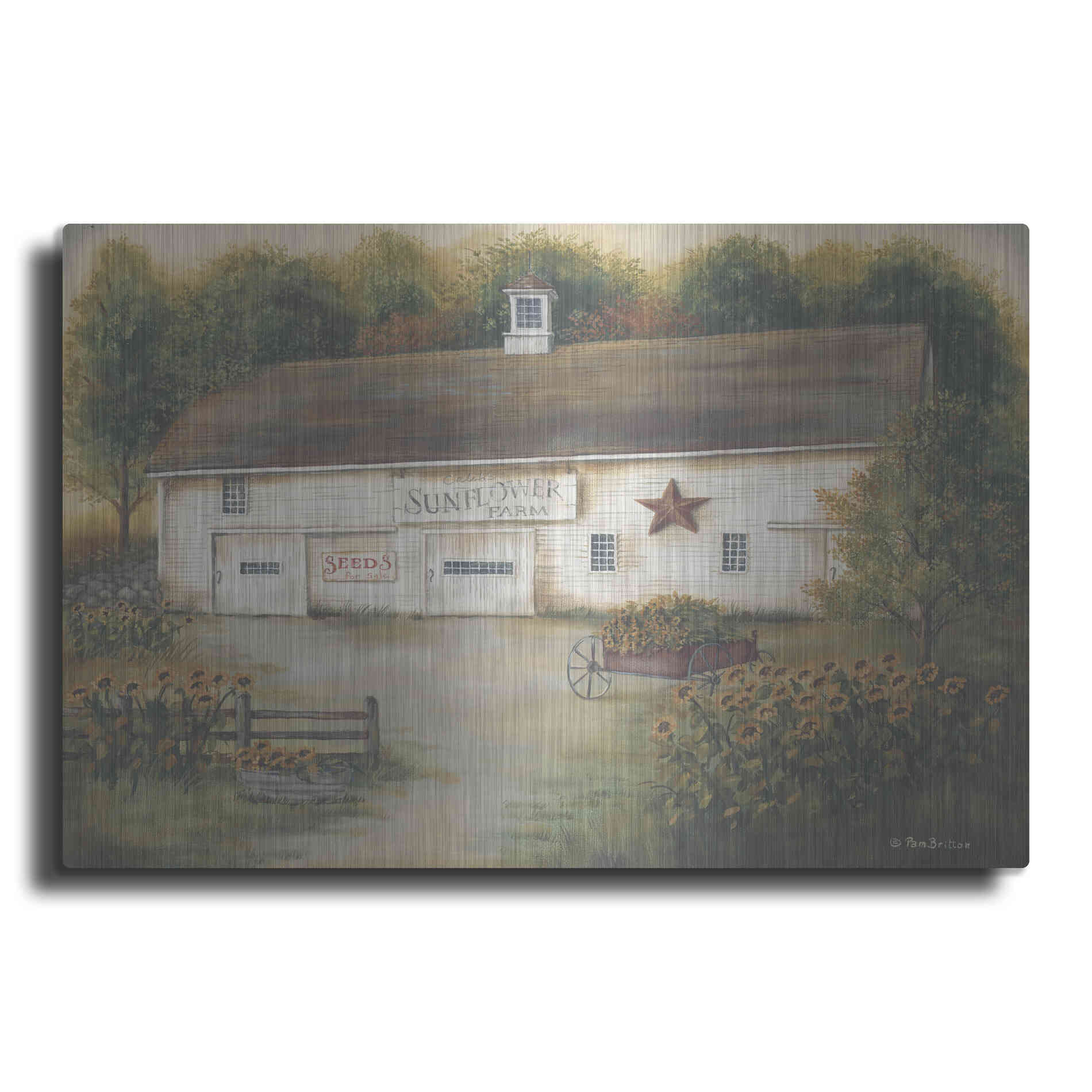 Luxe Metal Art 'Caleb's Sunflower Farm' by Pam Britton, Metal Wall Art