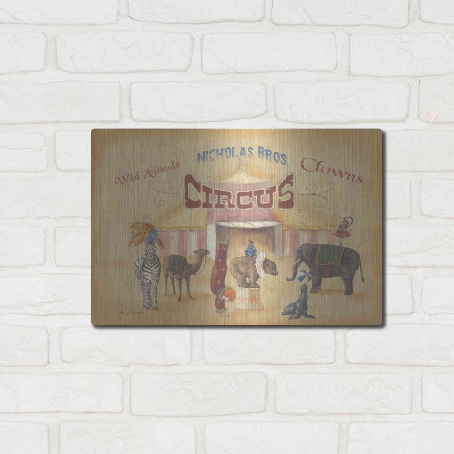 Luxe Metal Art 'Nicholas Bros-Circus' by Pam Britton, Metal Wall Art,16x12