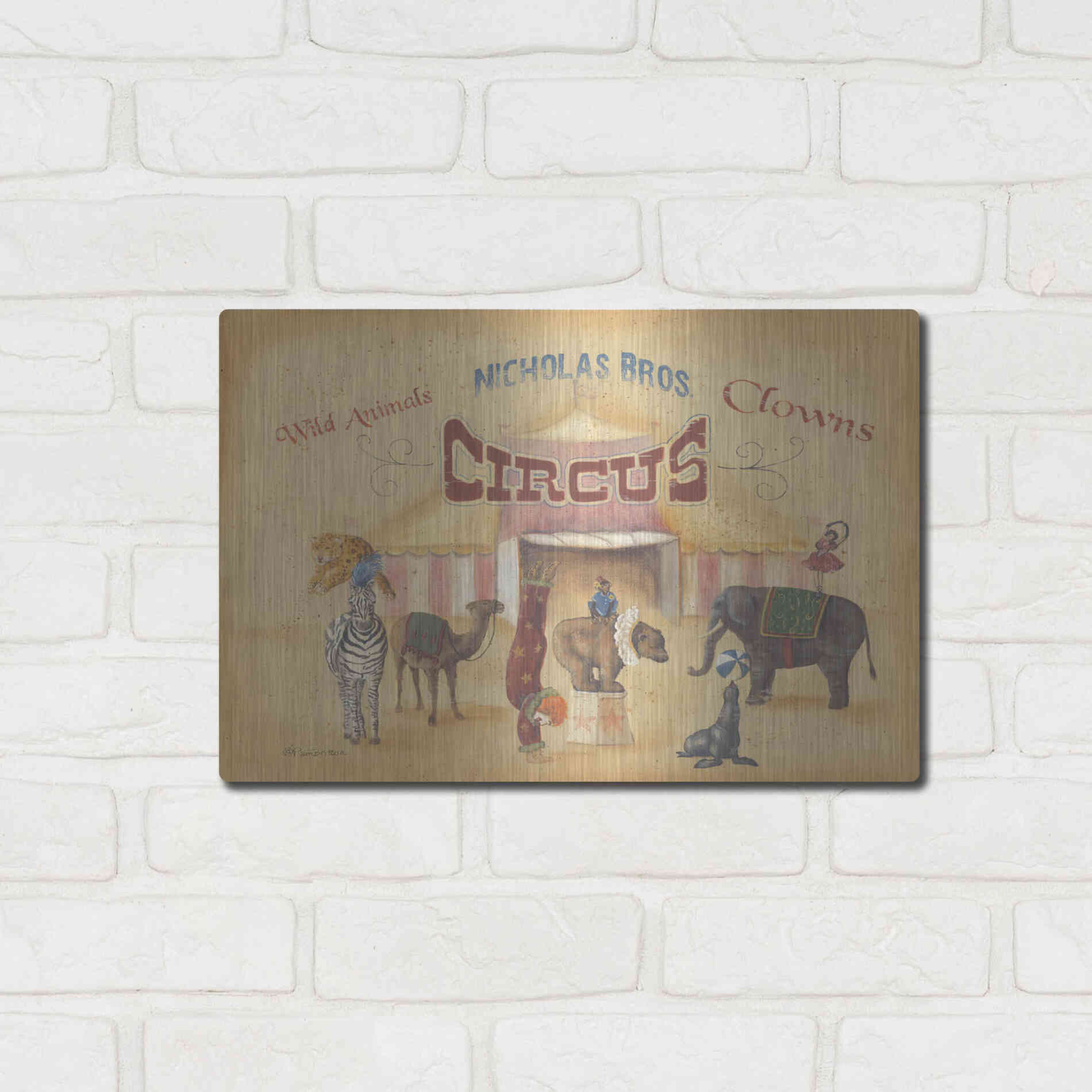 Luxe Metal Art 'Nicholas Bros-Circus' by Pam Britton, Metal Wall Art,16x12