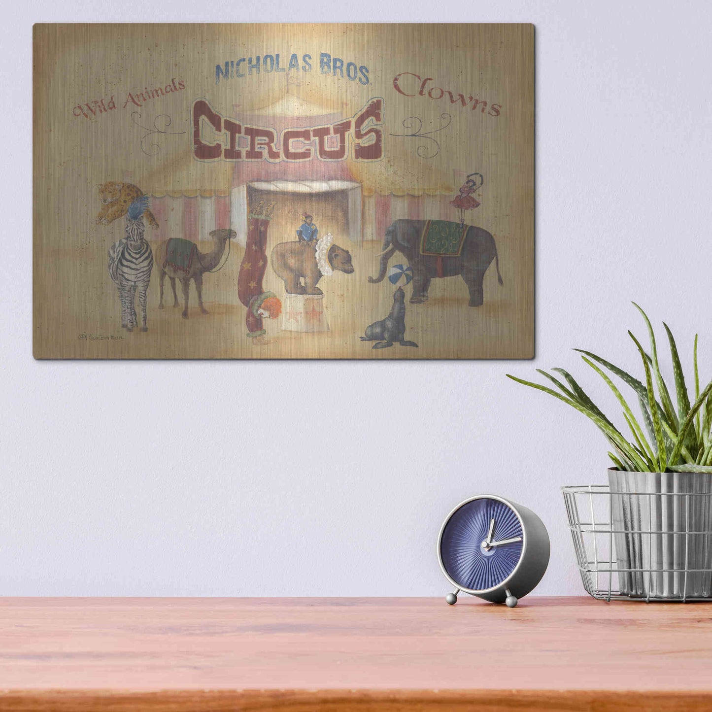 Luxe Metal Art 'Nicholas Bros-Circus' by Pam Britton, Metal Wall Art,16x12