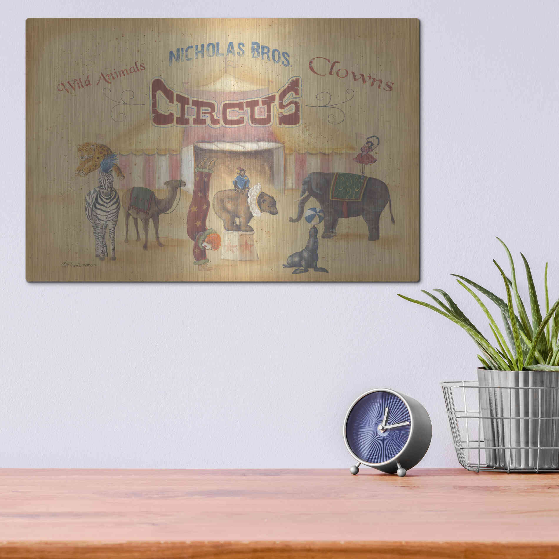 Luxe Metal Art 'Nicholas Bros-Circus' by Pam Britton, Metal Wall Art,16x12