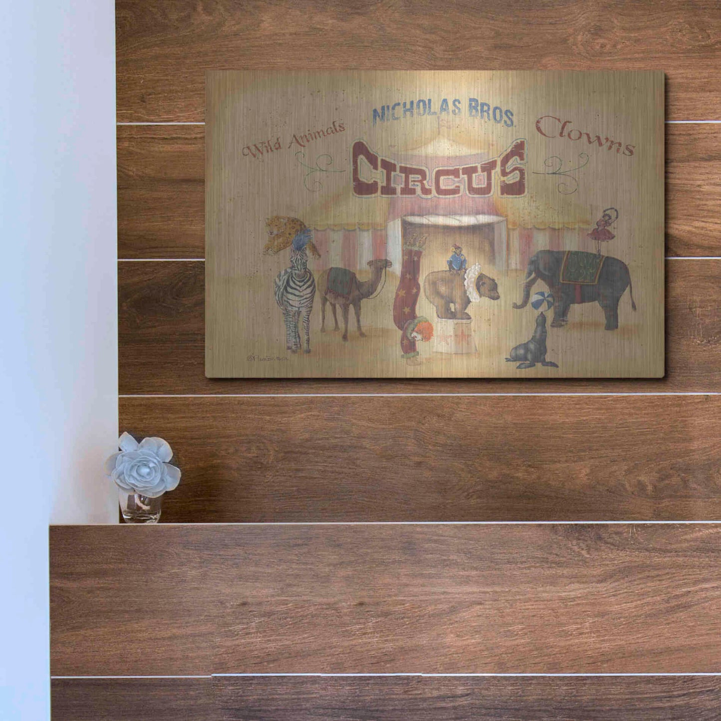 Luxe Metal Art 'Nicholas Bros-Circus' by Pam Britton, Metal Wall Art,16x12