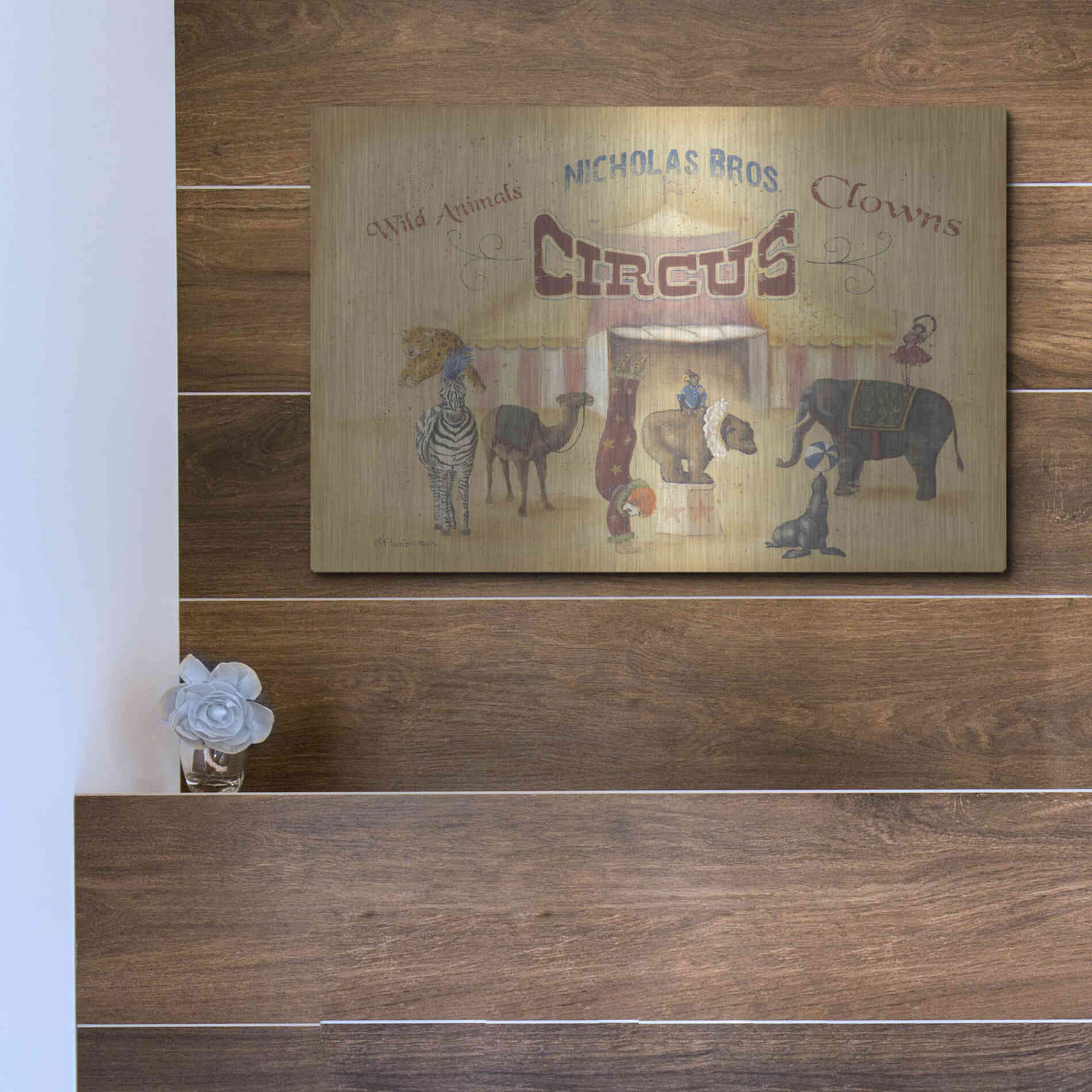 Luxe Metal Art 'Nicholas Bros-Circus' by Pam Britton, Metal Wall Art,16x12