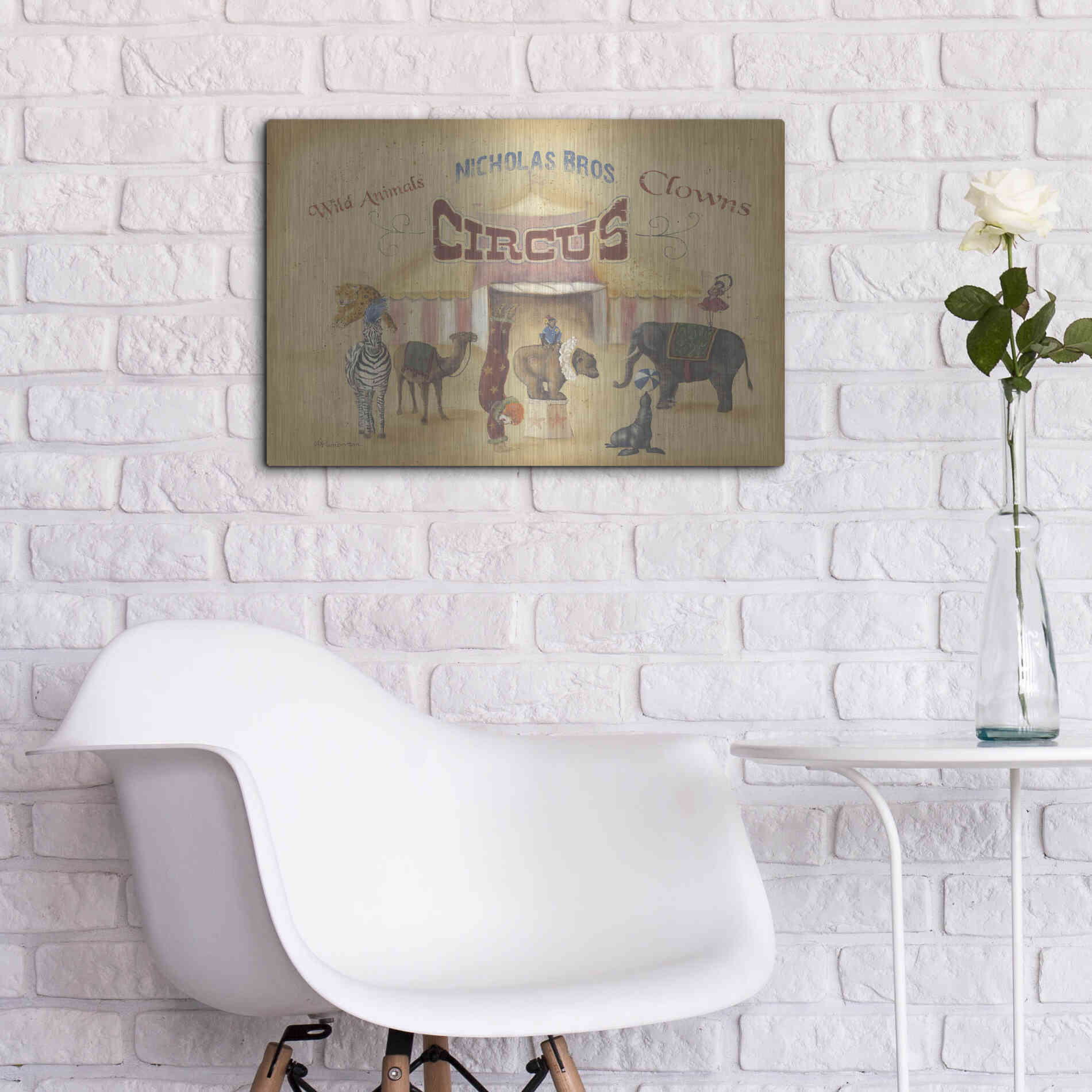 Luxe Metal Art 'Nicholas Bros-Circus' by Pam Britton, Metal Wall Art,24x16