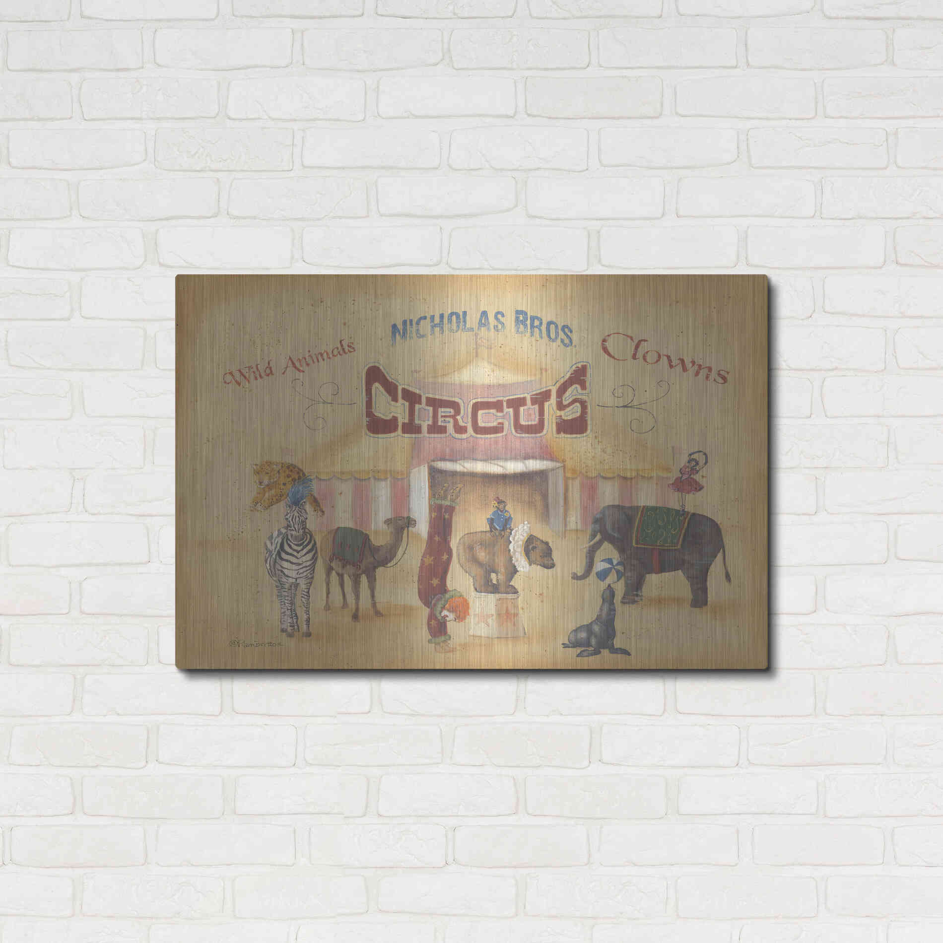 Luxe Metal Art 'Nicholas Bros-Circus' by Pam Britton, Metal Wall Art,36x24