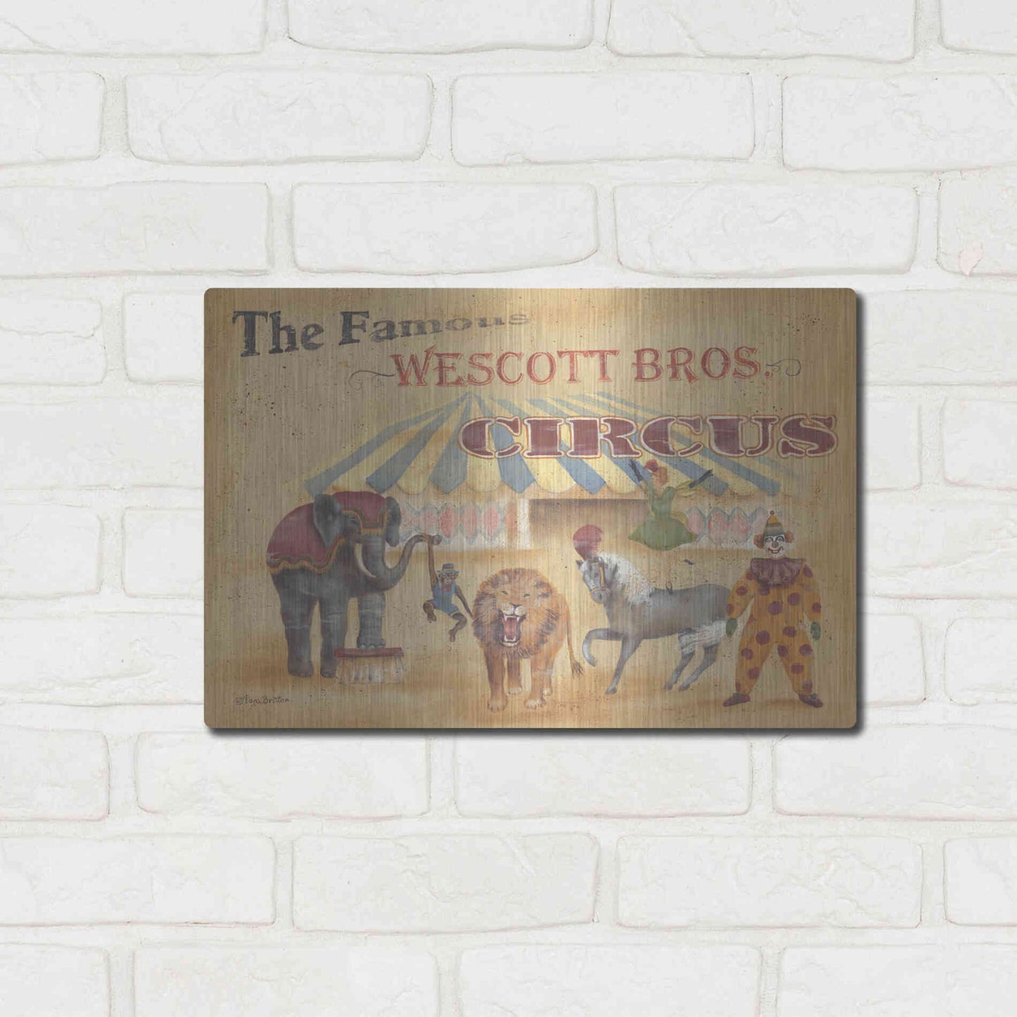 Luxe Metal Art 'Westcott Bros-Circus' by Pam Britton, Metal Wall Art,16x12