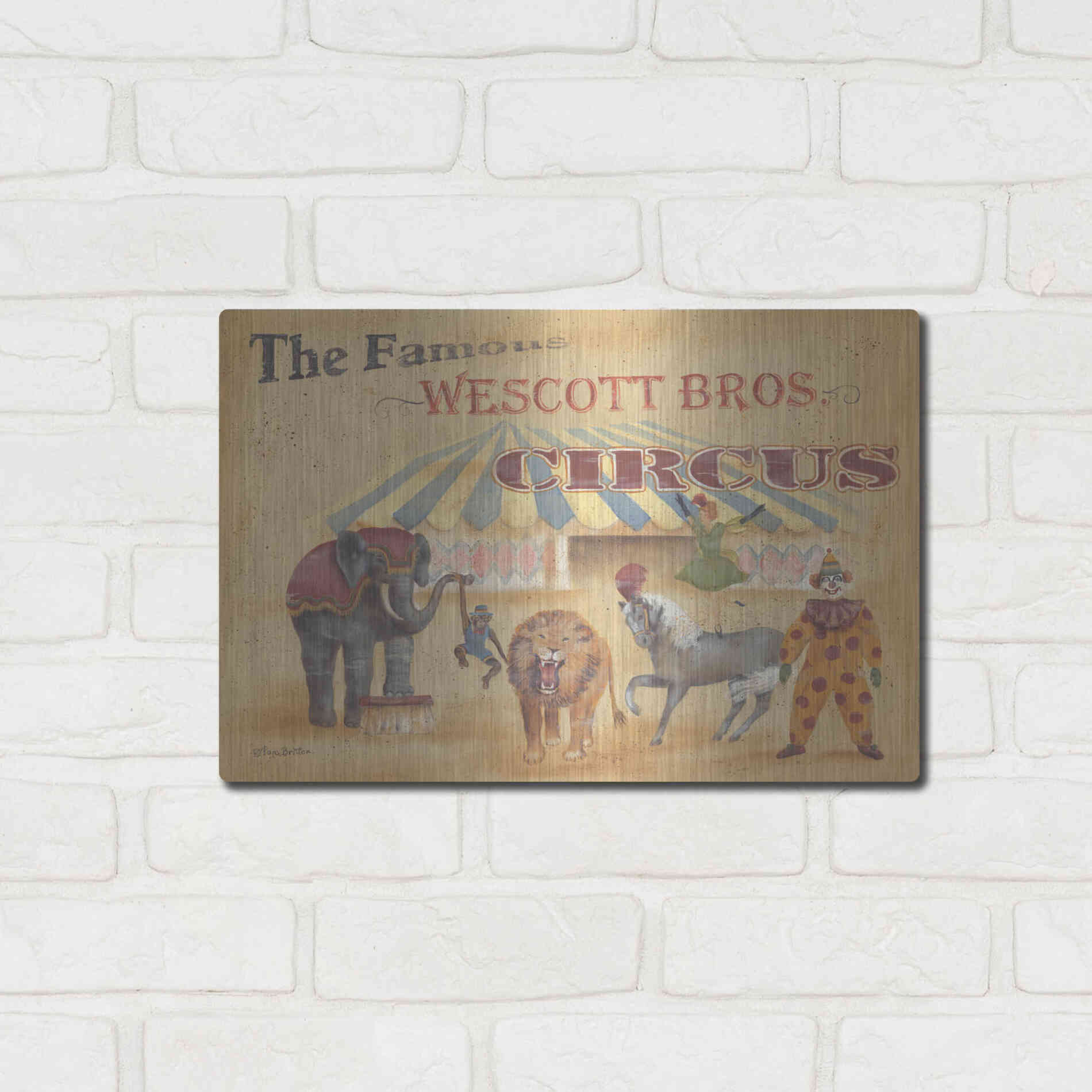 Luxe Metal Art 'Westcott Bros-Circus' by Pam Britton, Metal Wall Art,16x12