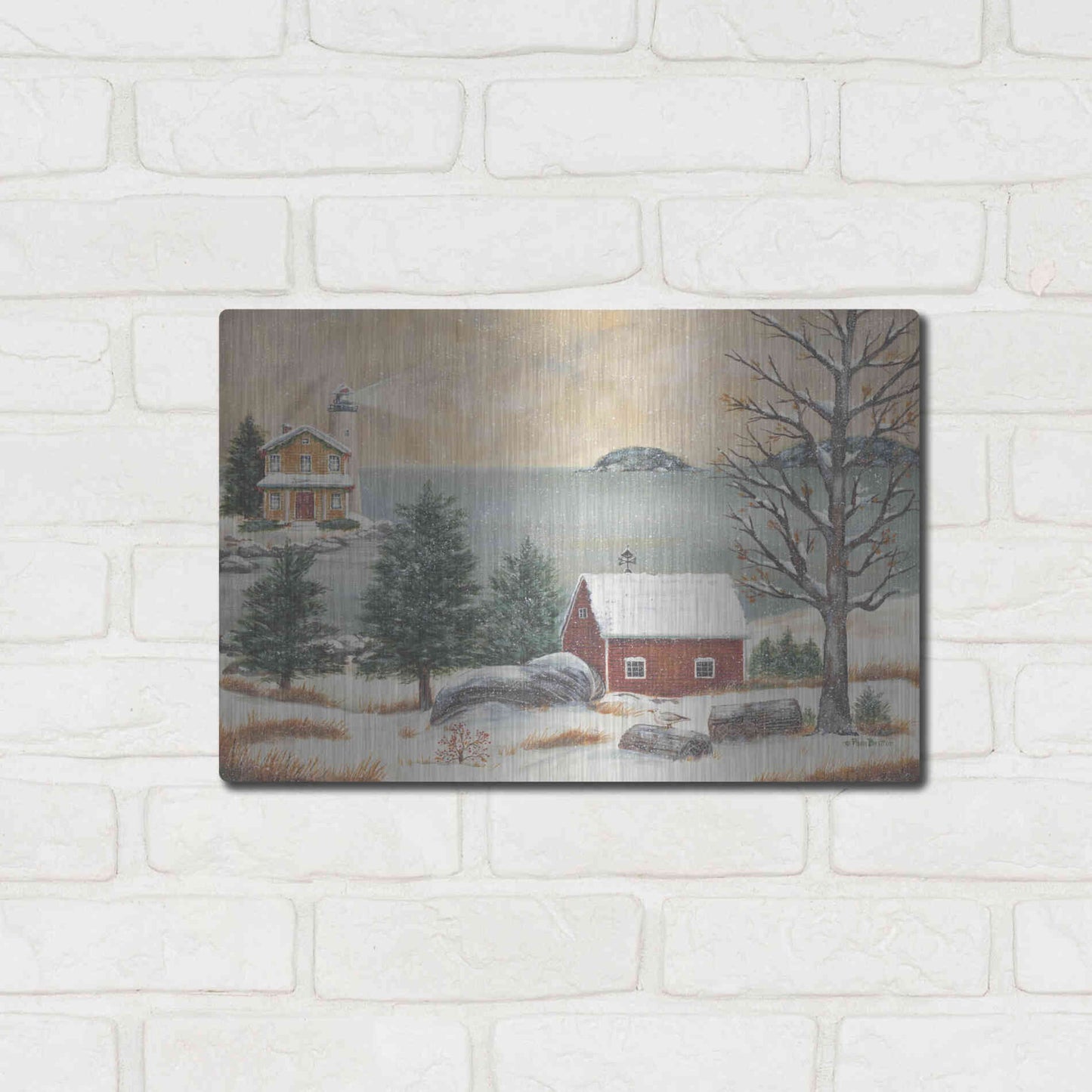 Luxe Metal Art 'Lobster Cove' by Pam Britton, Metal Wall Art,16x12