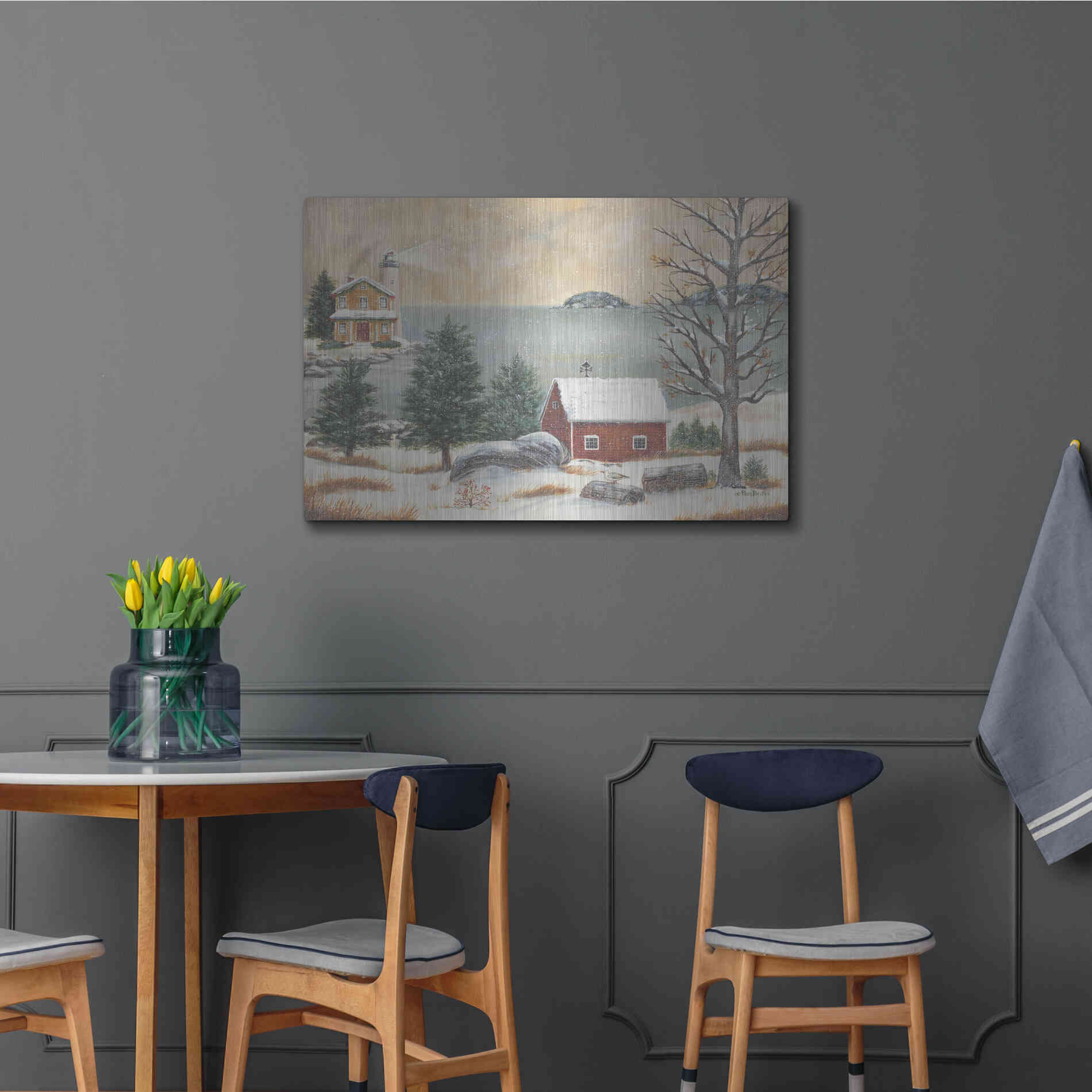 Luxe Metal Art 'Lobster Cove' by Pam Britton, Metal Wall Art,36x24