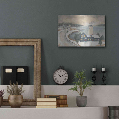 Luxe Metal Art 'Snowy Beacon' by Pam Britton, Metal Wall Art,16x12