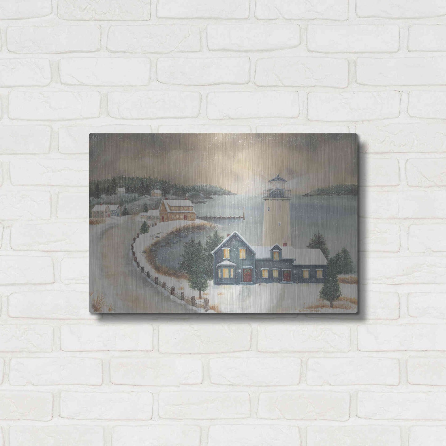 Luxe Metal Art 'Snowy Beacon' by Pam Britton, Metal Wall Art,24x16