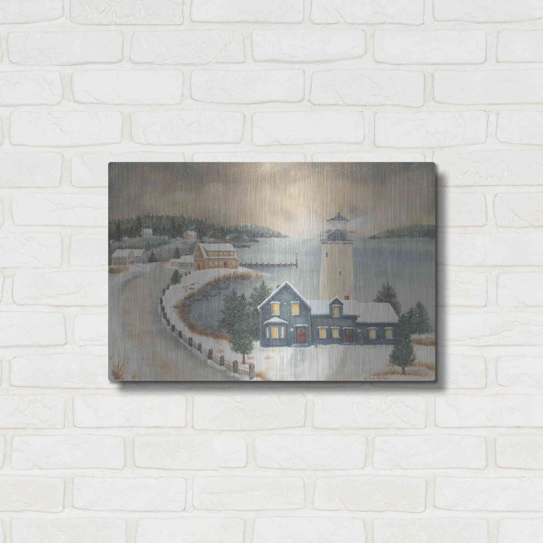 Luxe Metal Art 'Snowy Beacon' by Pam Britton, Metal Wall Art,24x16