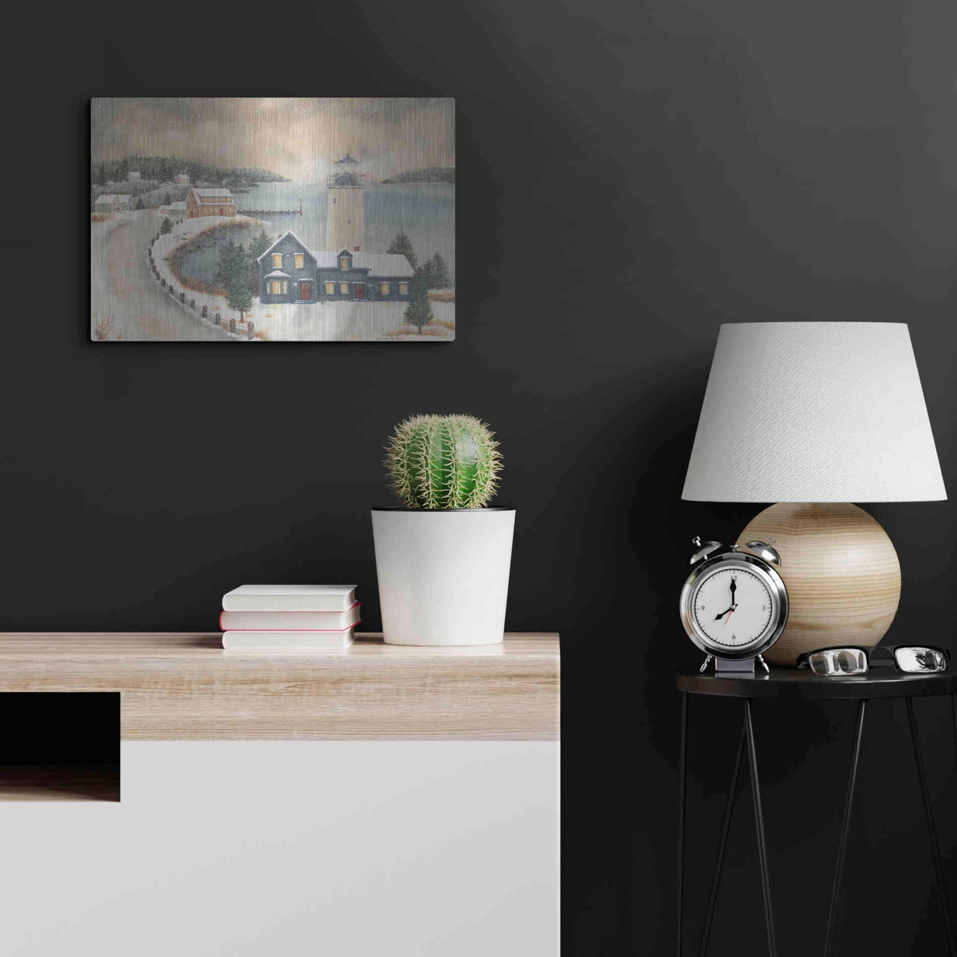 Luxe Metal Art 'Snowy Beacon' by Pam Britton, Metal Wall Art,24x16