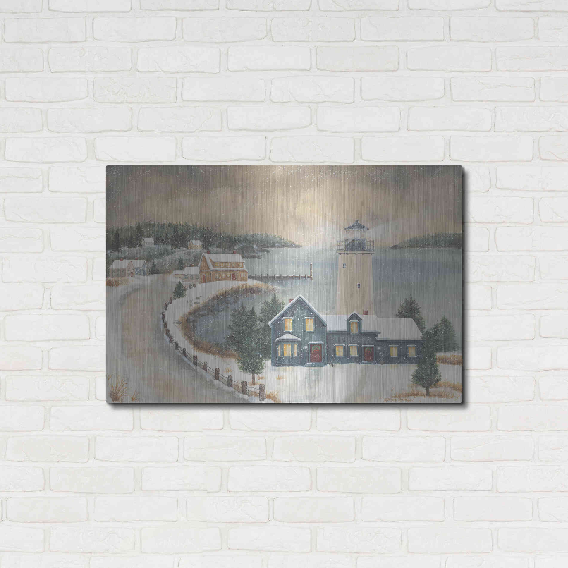 Luxe Metal Art 'Snowy Beacon' by Pam Britton, Metal Wall Art,36x24