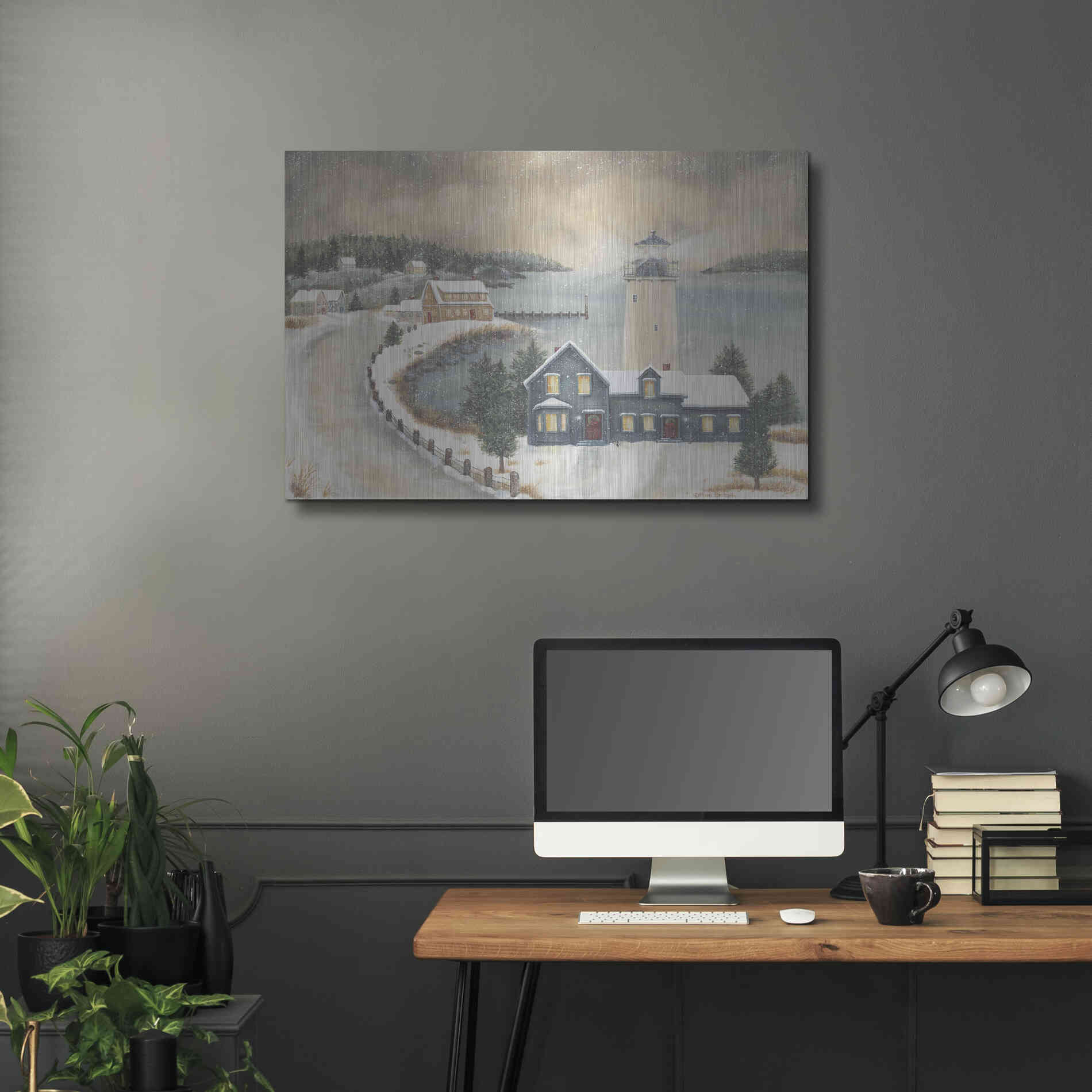 Luxe Metal Art 'Snowy Beacon' by Pam Britton, Metal Wall Art,36x24