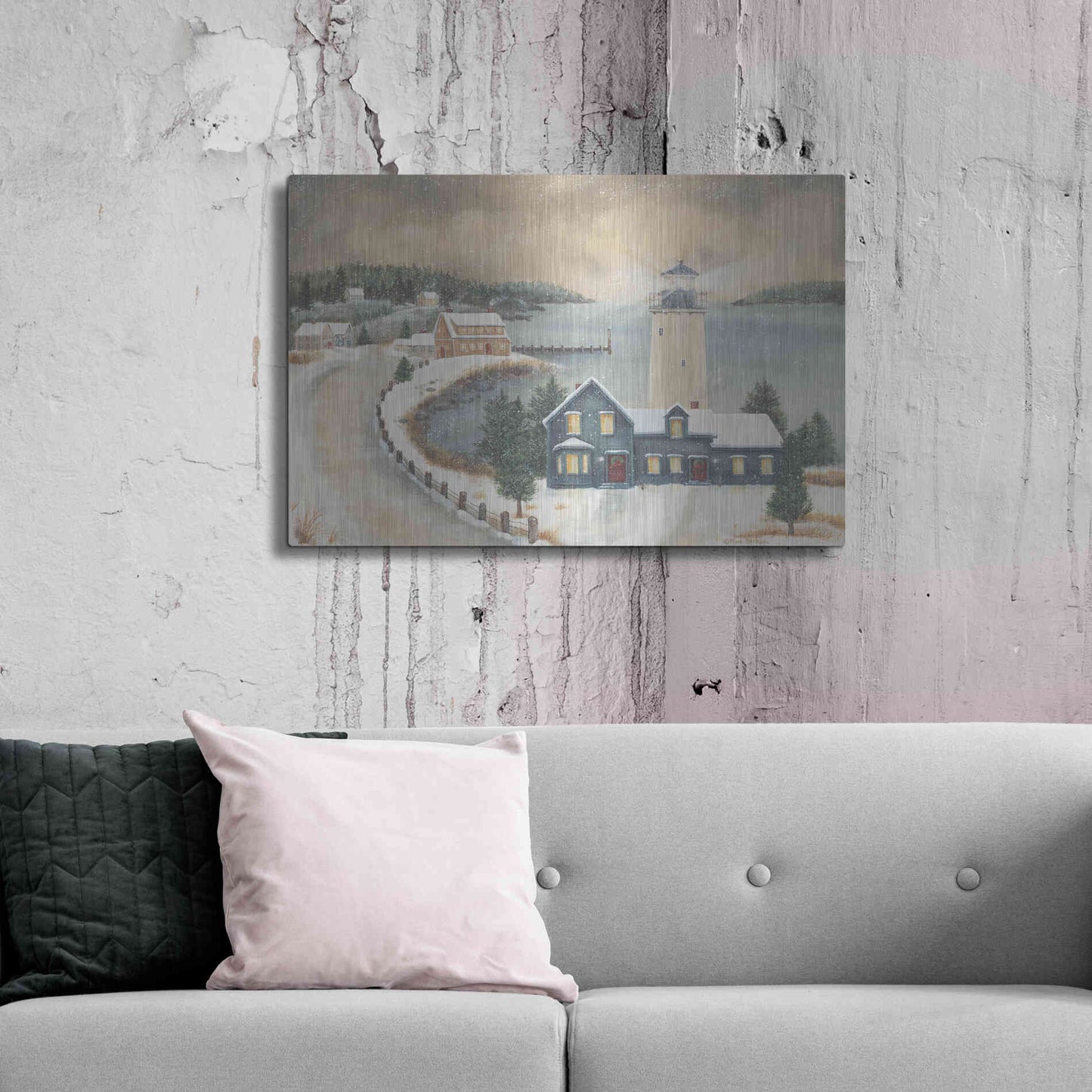 Luxe Metal Art 'Snowy Beacon' by Pam Britton, Metal Wall Art,36x24