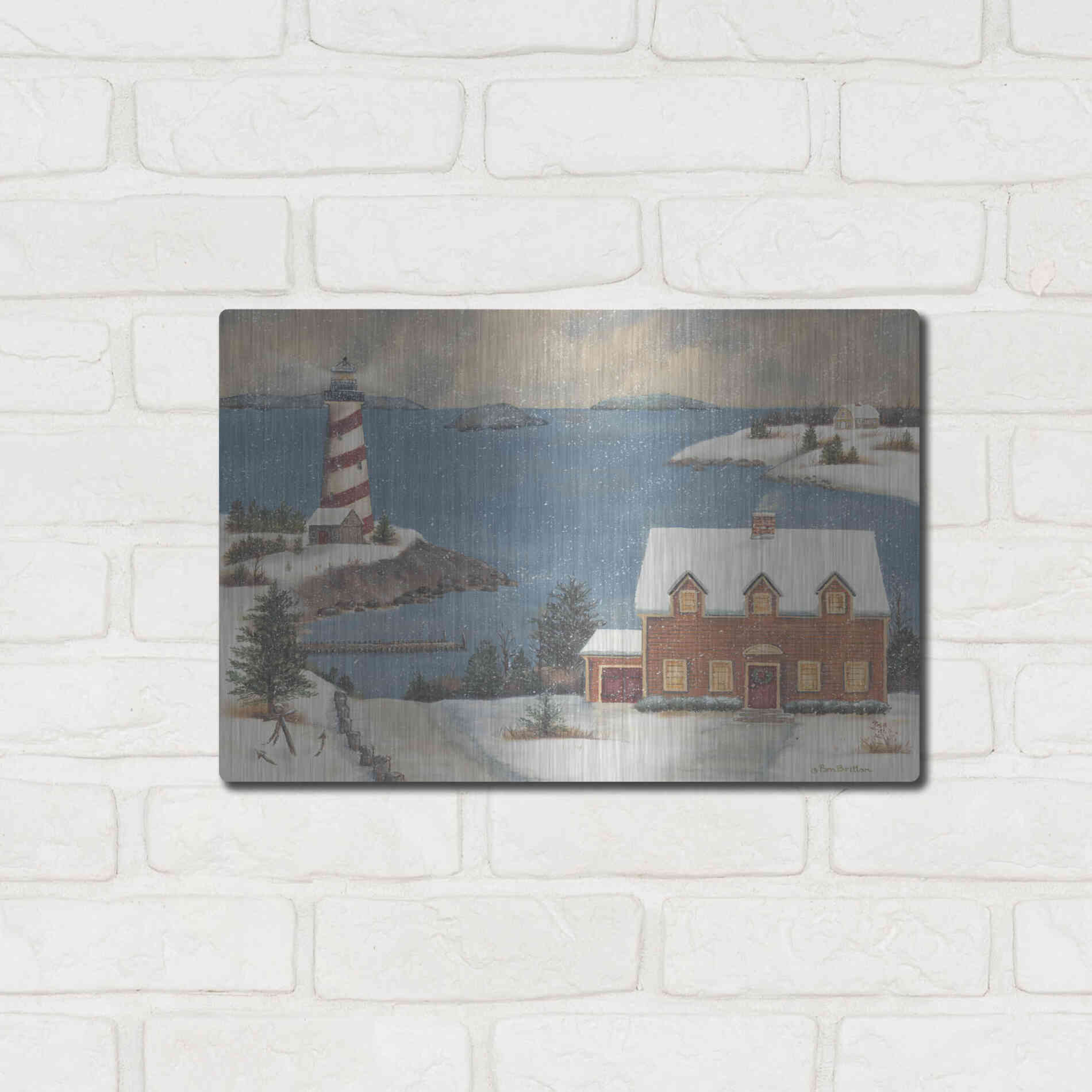 Luxe Metal Art 'Candy Cane Bay' by Pam Britton, Metal Wall Art,16x12