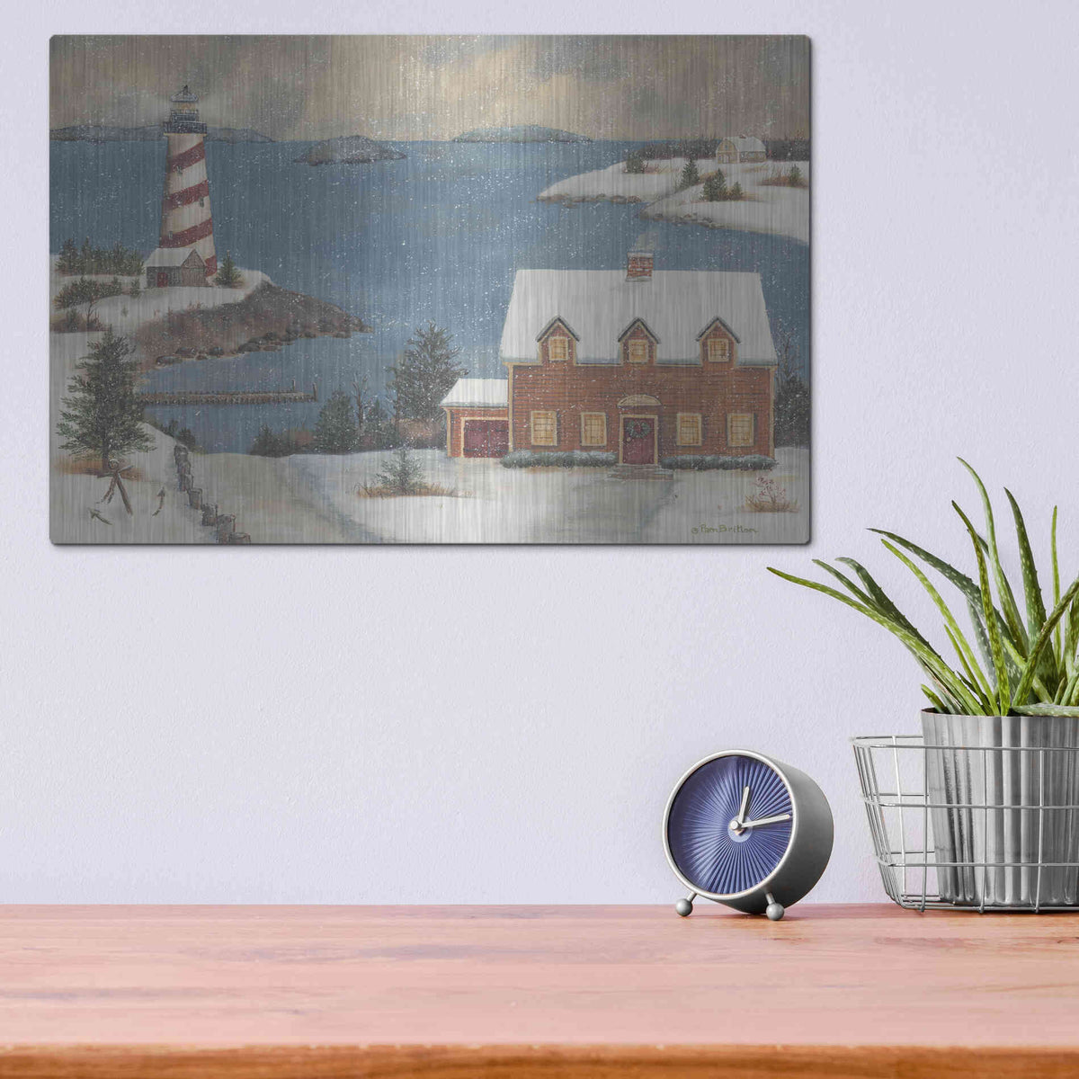 Luxe Metal Art 'Candy Cane Bay' by Pam Britton, Metal Wall Art,16x12
