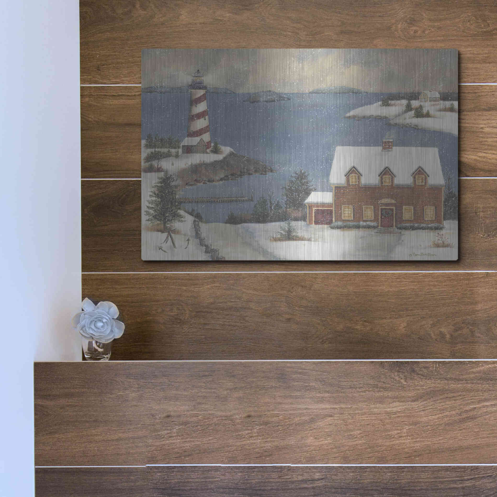 Luxe Metal Art 'Candy Cane Bay' by Pam Britton, Metal Wall Art,16x12