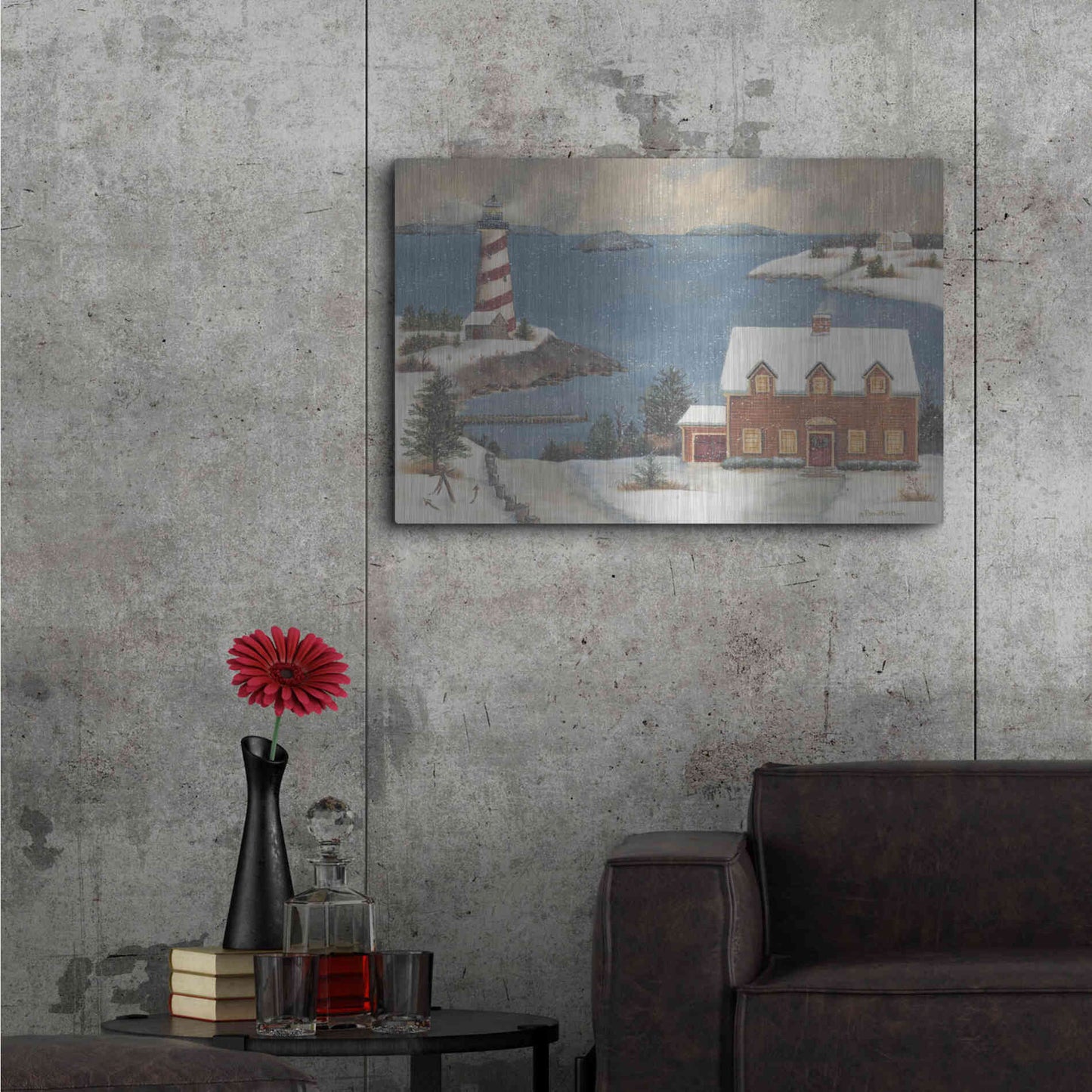 Luxe Metal Art 'Candy Cane Bay' by Pam Britton, Metal Wall Art,36x24