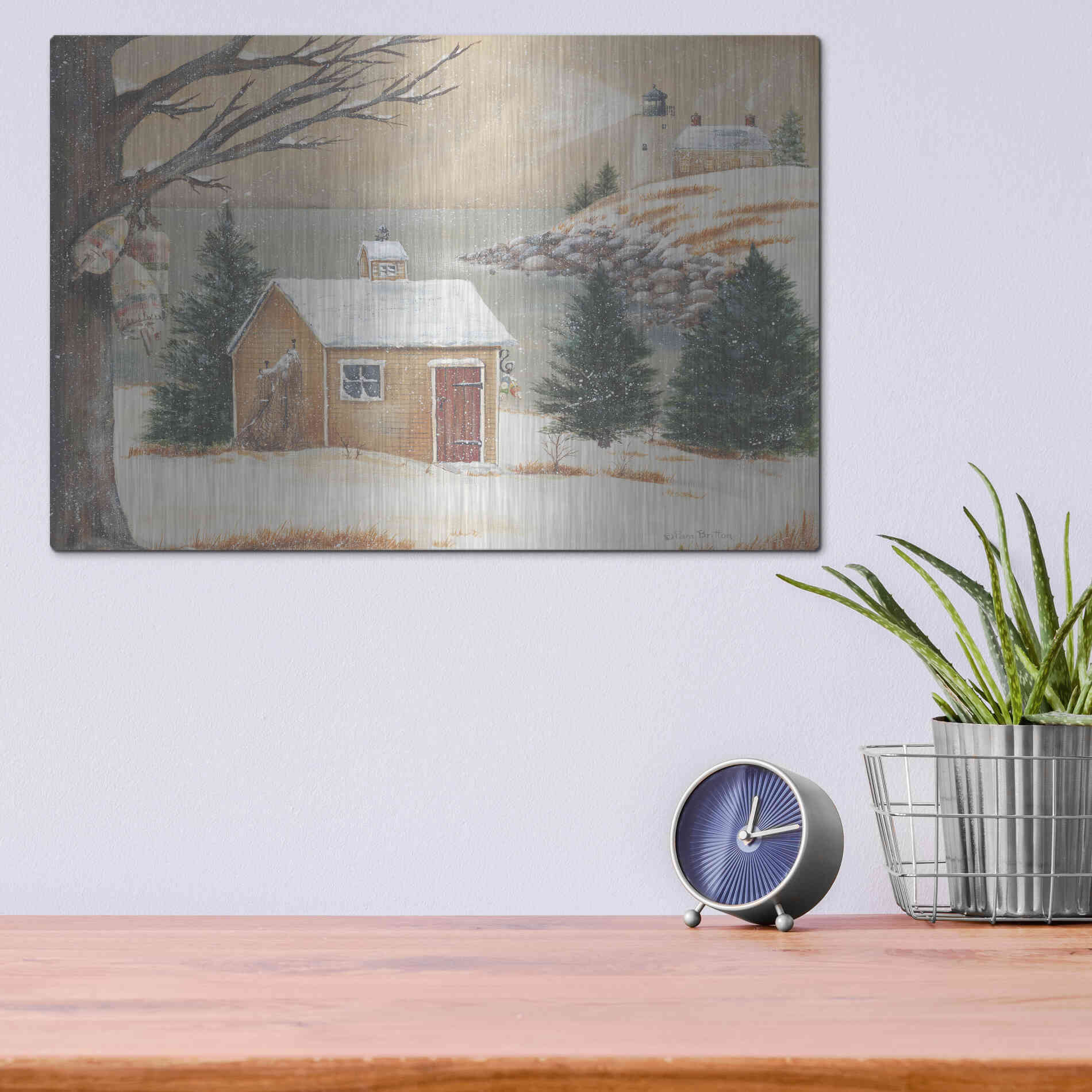 Luxe Metal Art 'Winter Light' by Pam Britton, Metal Wall Art,16x12