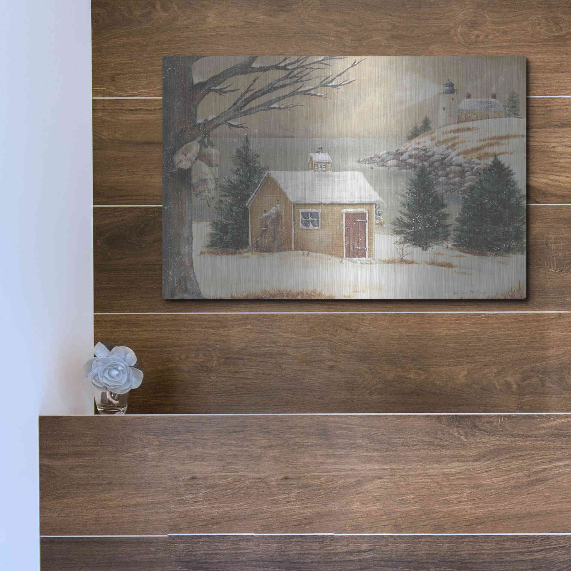 Luxe Metal Art 'Winter Light' by Pam Britton, Metal Wall Art,16x12