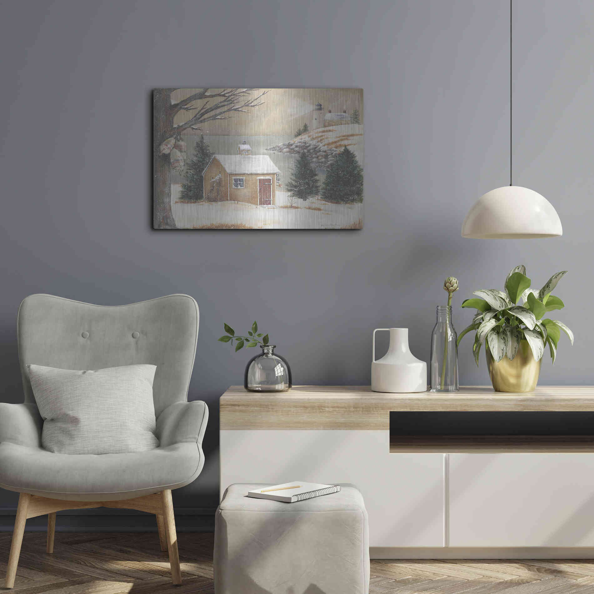 Luxe Metal Art 'Winter Light' by Pam Britton, Metal Wall Art,24x16