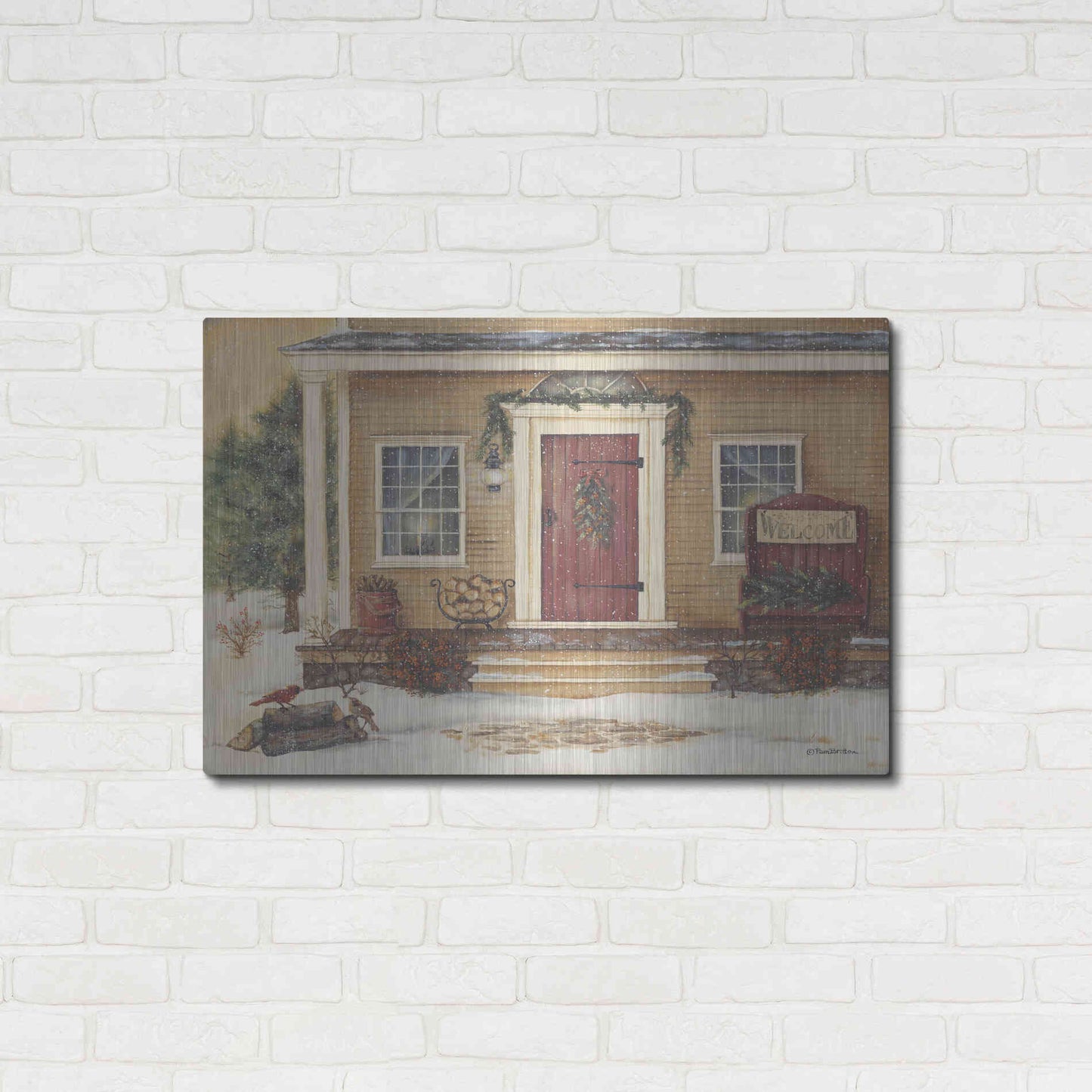 Luxe Metal Art 'New England Winter Day' by Pam Britton, Metal Wall Art,36x24