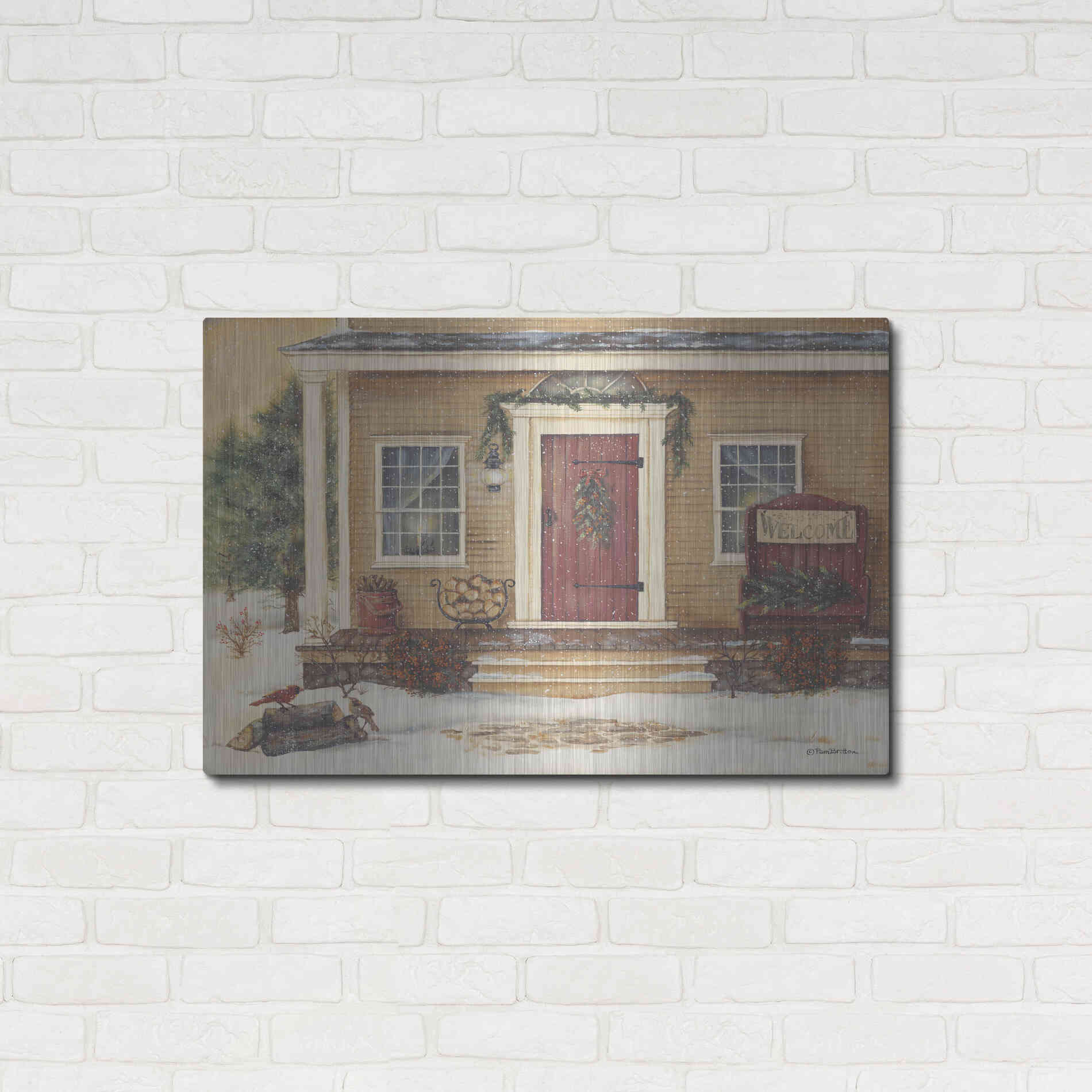 Luxe Metal Art 'New England Winter Day' by Pam Britton, Metal Wall Art,36x24