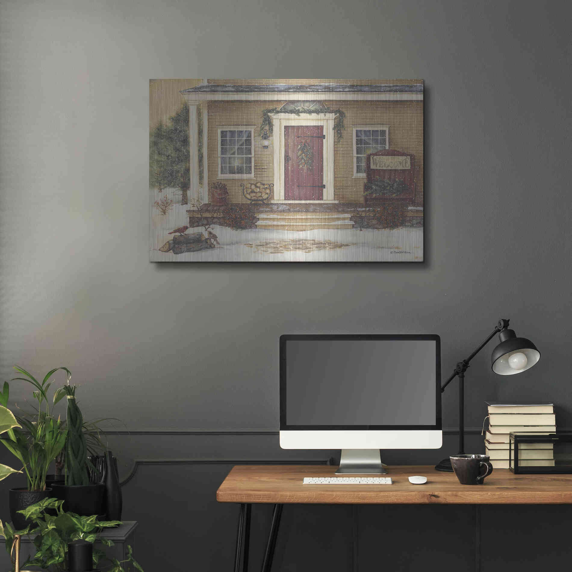 Luxe Metal Art 'New England Winter Day' by Pam Britton, Metal Wall Art,36x24