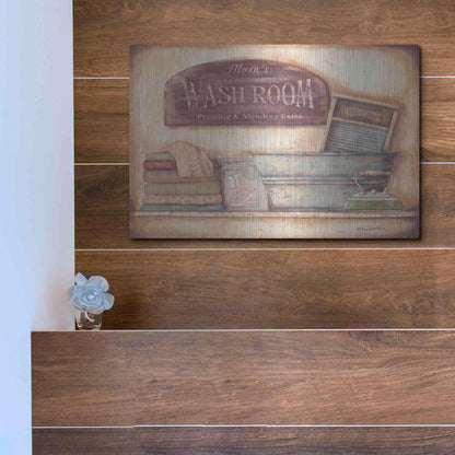 Luxe Metal Art 'Mom's Wash Room' by Pam Britton, Metal Wall Art,16x12