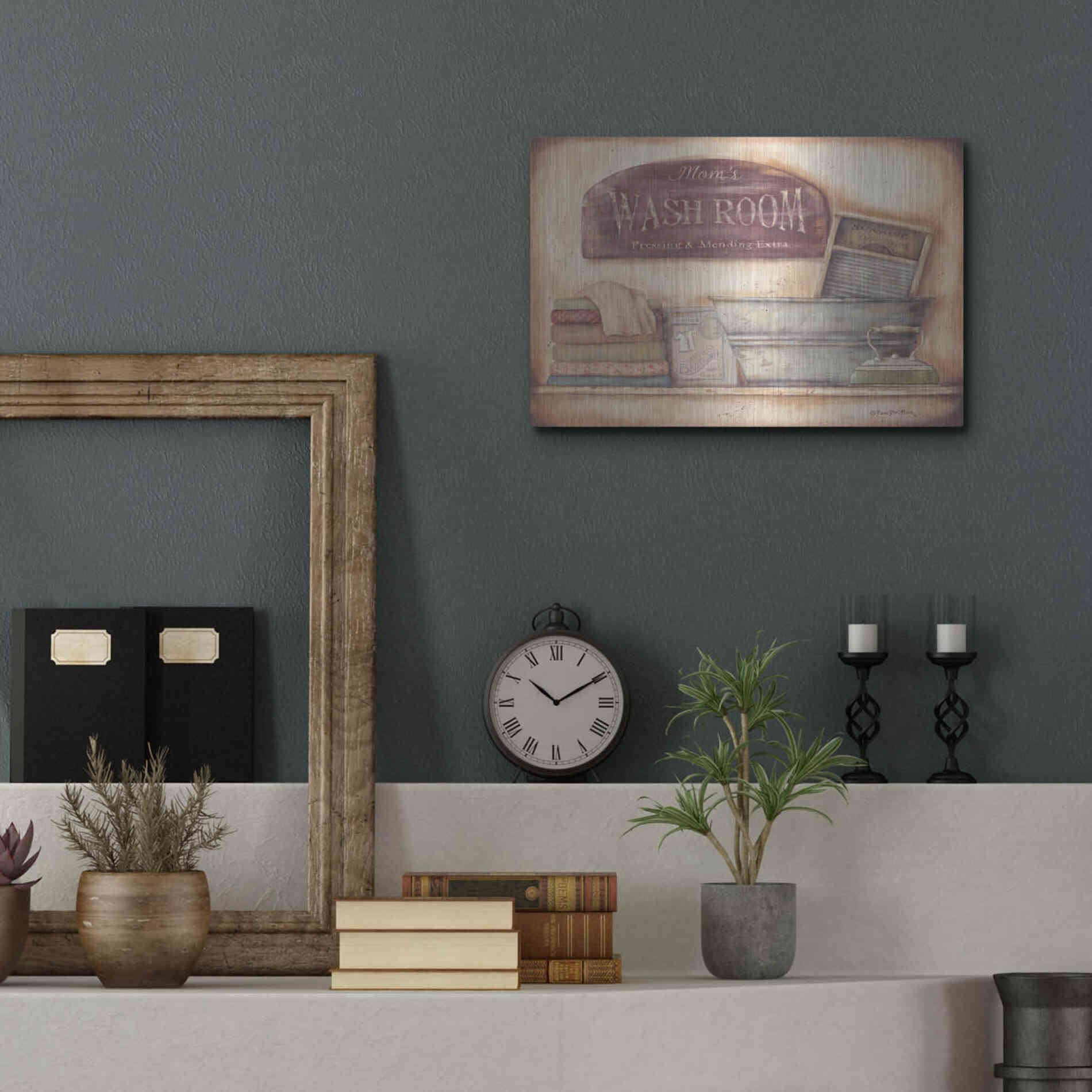Luxe Metal Art 'Mom's Wash Room' by Pam Britton, Metal Wall Art,16x12