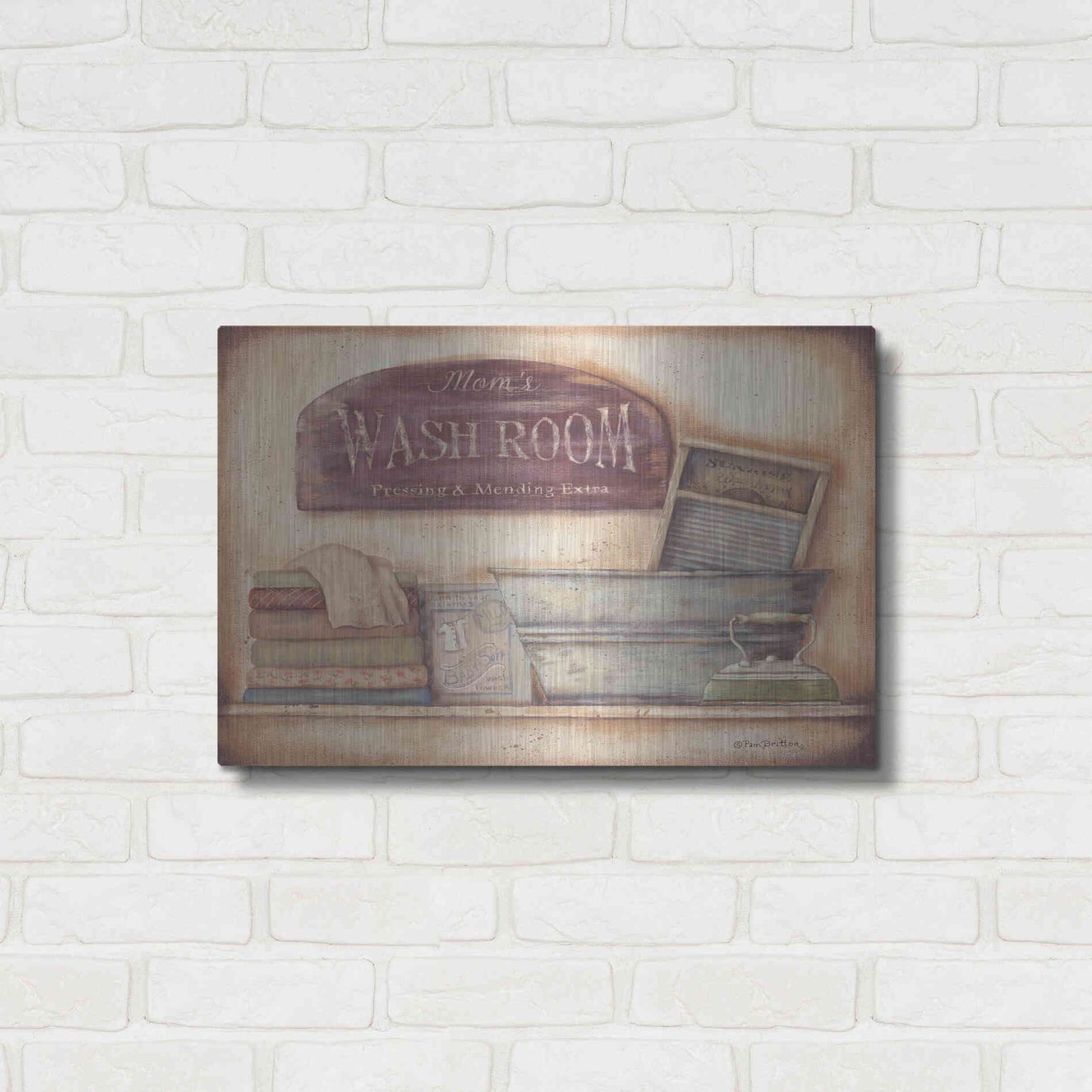 Luxe Metal Art 'Mom's Wash Room' by Pam Britton, Metal Wall Art,24x16