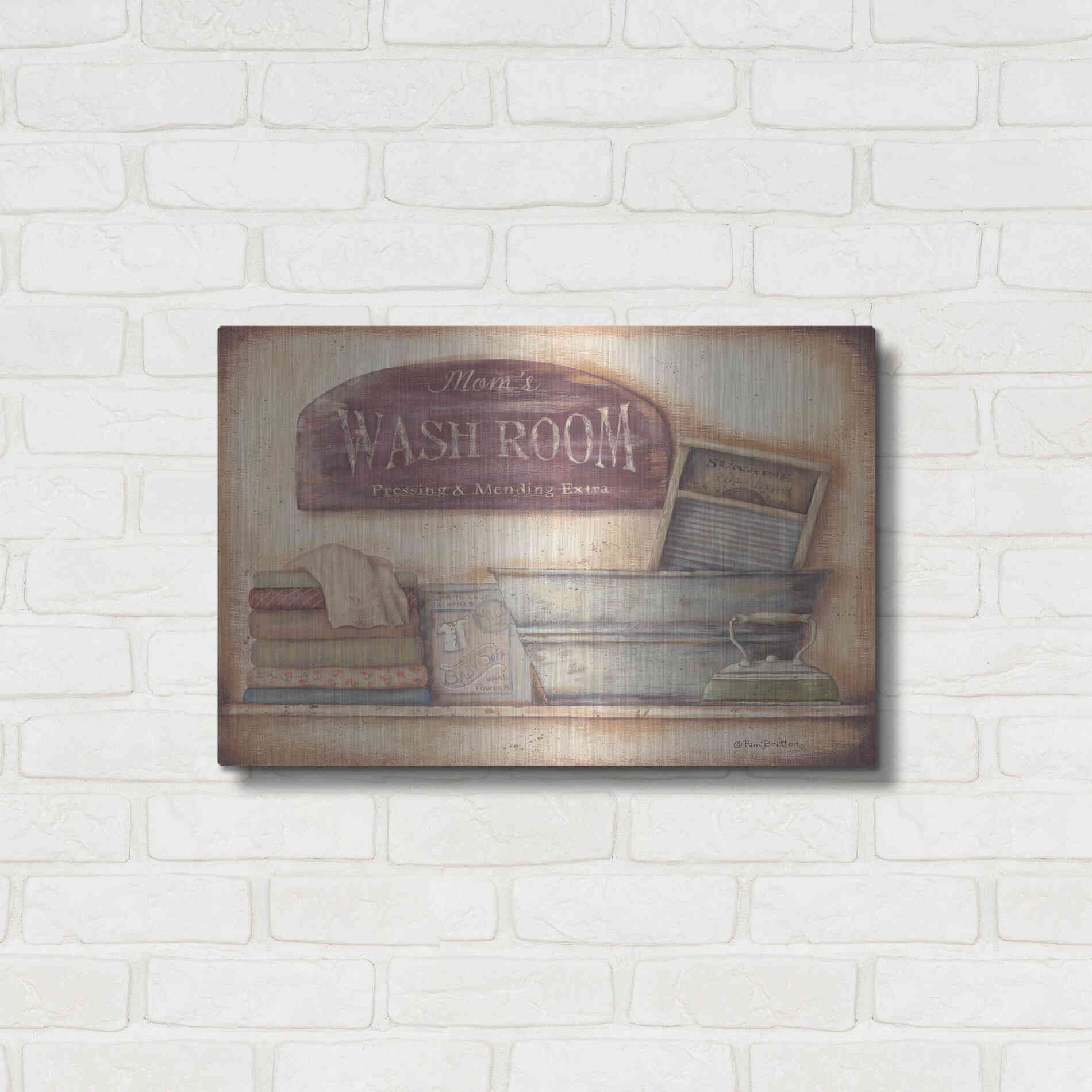 Luxe Metal Art 'Mom's Wash Room' by Pam Britton, Metal Wall Art,24x16
