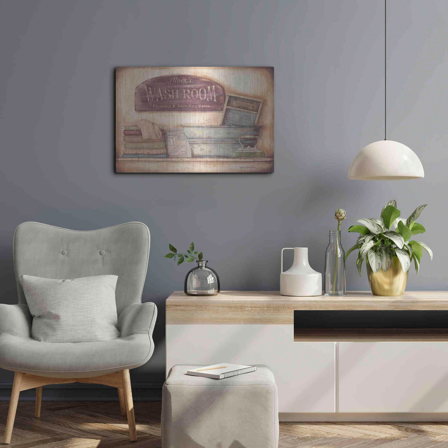 Luxe Metal Art 'Mom's Wash Room' by Pam Britton, Metal Wall Art,24x16