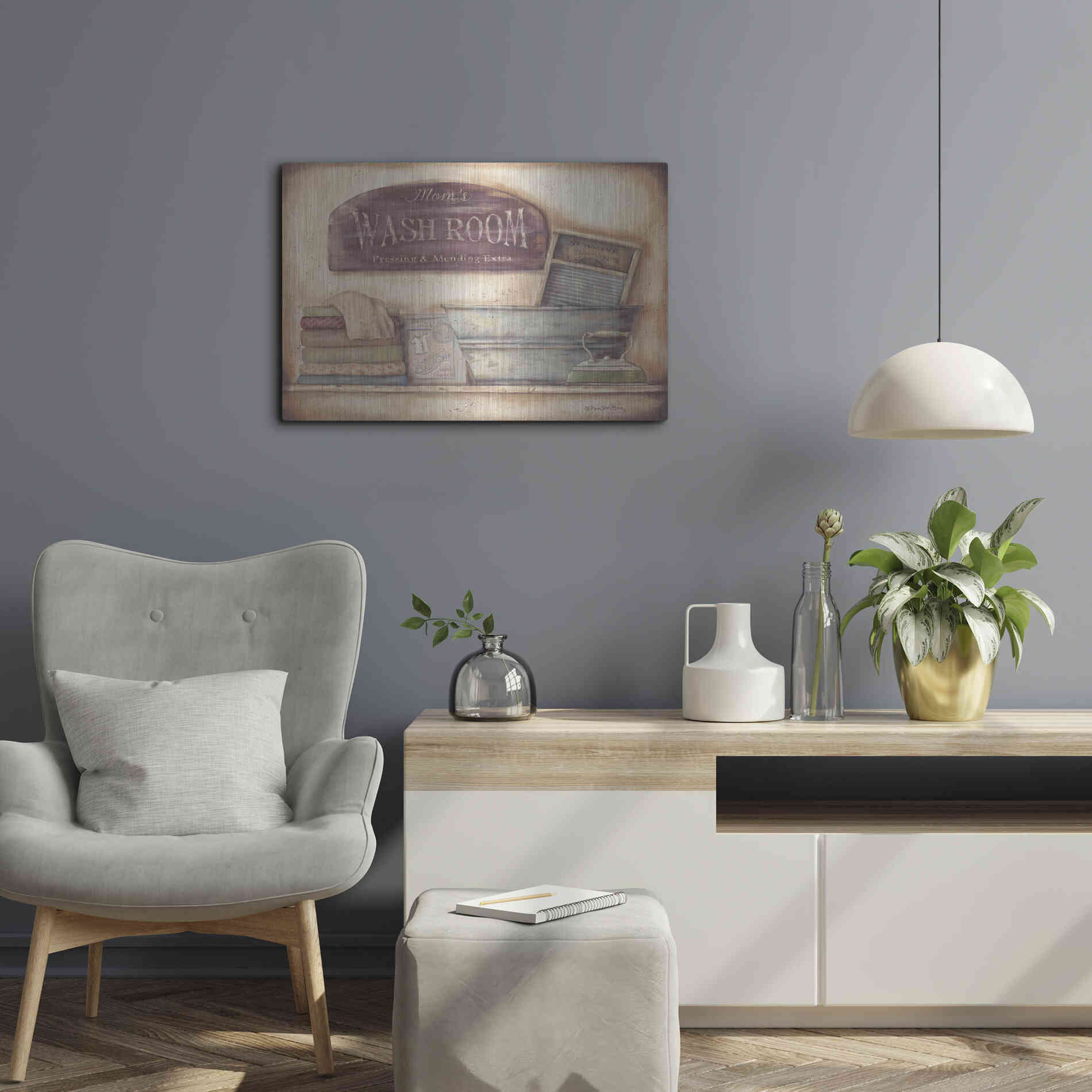 Luxe Metal Art 'Mom's Wash Room' by Pam Britton, Metal Wall Art,24x16